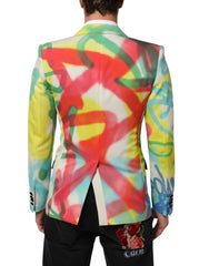 Dolce & Gabbana Multicolor Graffiti SICILIA 1-Knopf Herrenanzugsakko
