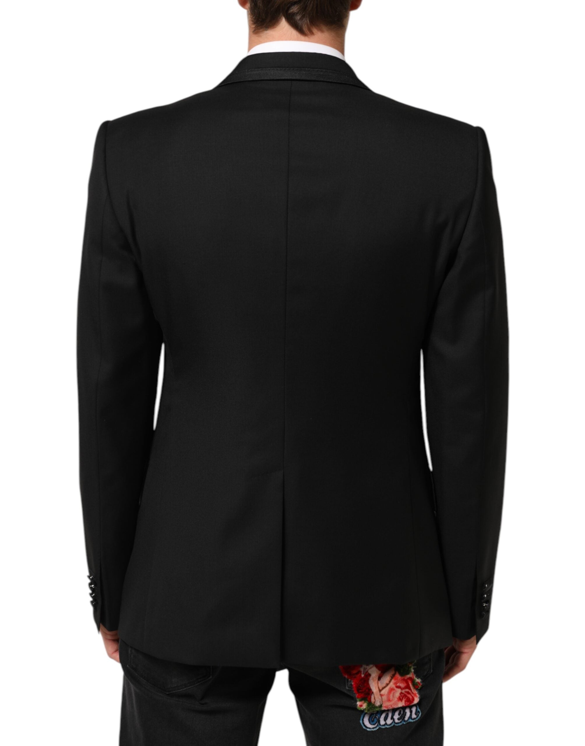 Dolce & Gabbana Schwarze Ein-Knopf-Anzugjacke aus Wolle für Herren Blazer