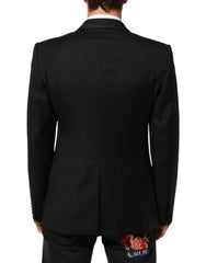 Dolce & Gabbana Schwarze Ein-Knopf-Anzugjacke aus Wolle für Herren Blazer