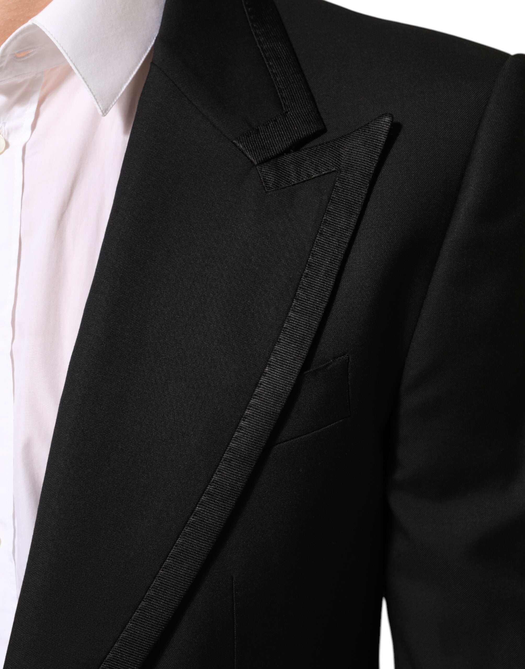 Dolce & Gabbana Schwarze Ein-Knopf-Anzugjacke aus Wolle für Herren Blazer