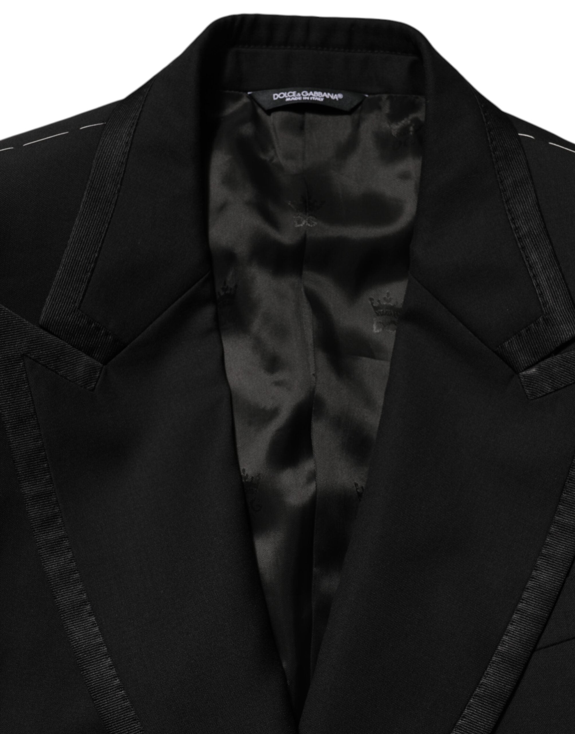 Dolce & Gabbana Schwarze Ein-Knopf-Anzugjacke aus Wolle für Herren Blazer