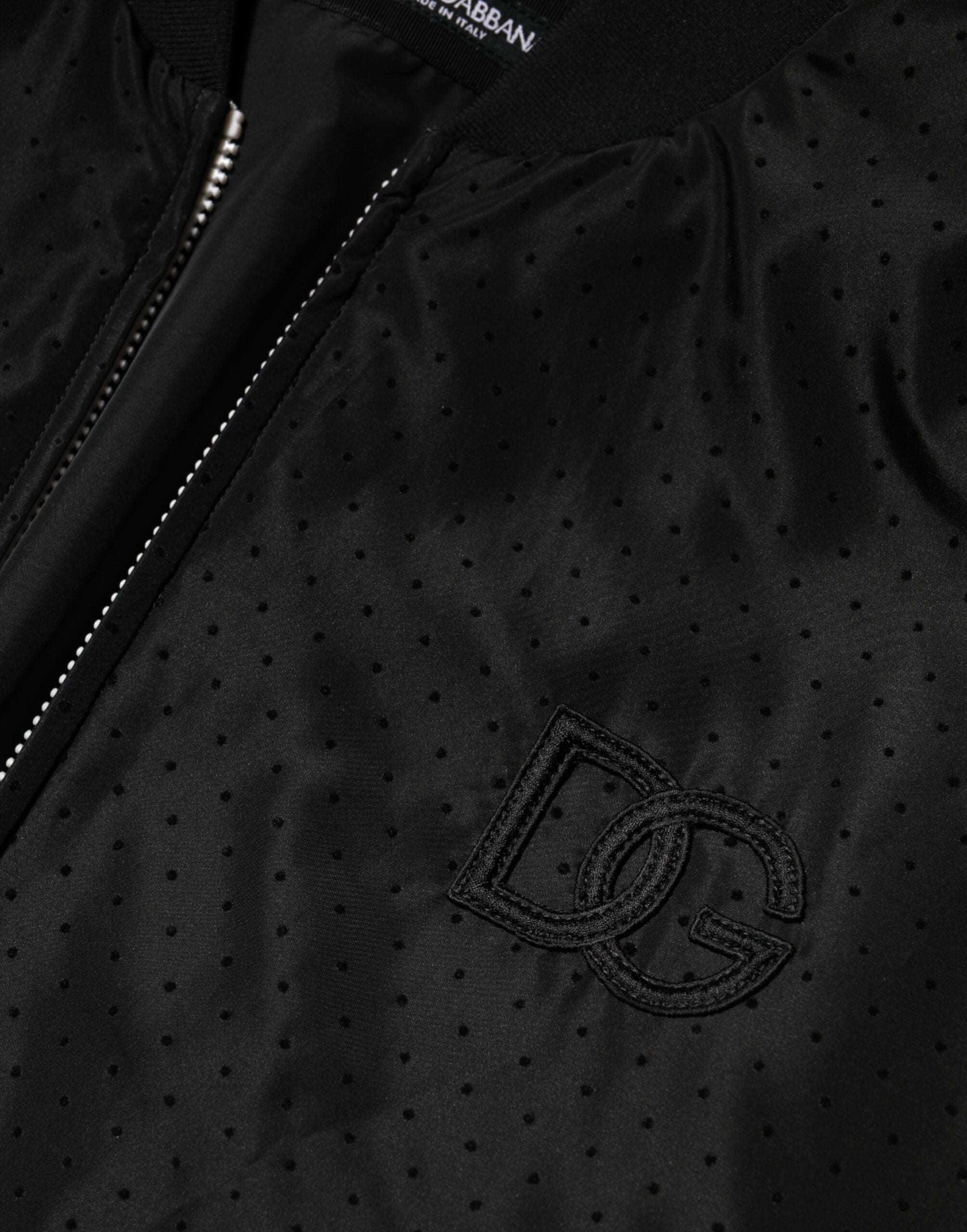 Dolce & Gabbana Schwarze Acetate Bomberjacke mit Reißverschluss für Herren