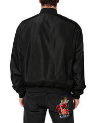 Dolce & Gabbana Schwarze Acetate Bomberjacke mit Reißverschluss für Herren