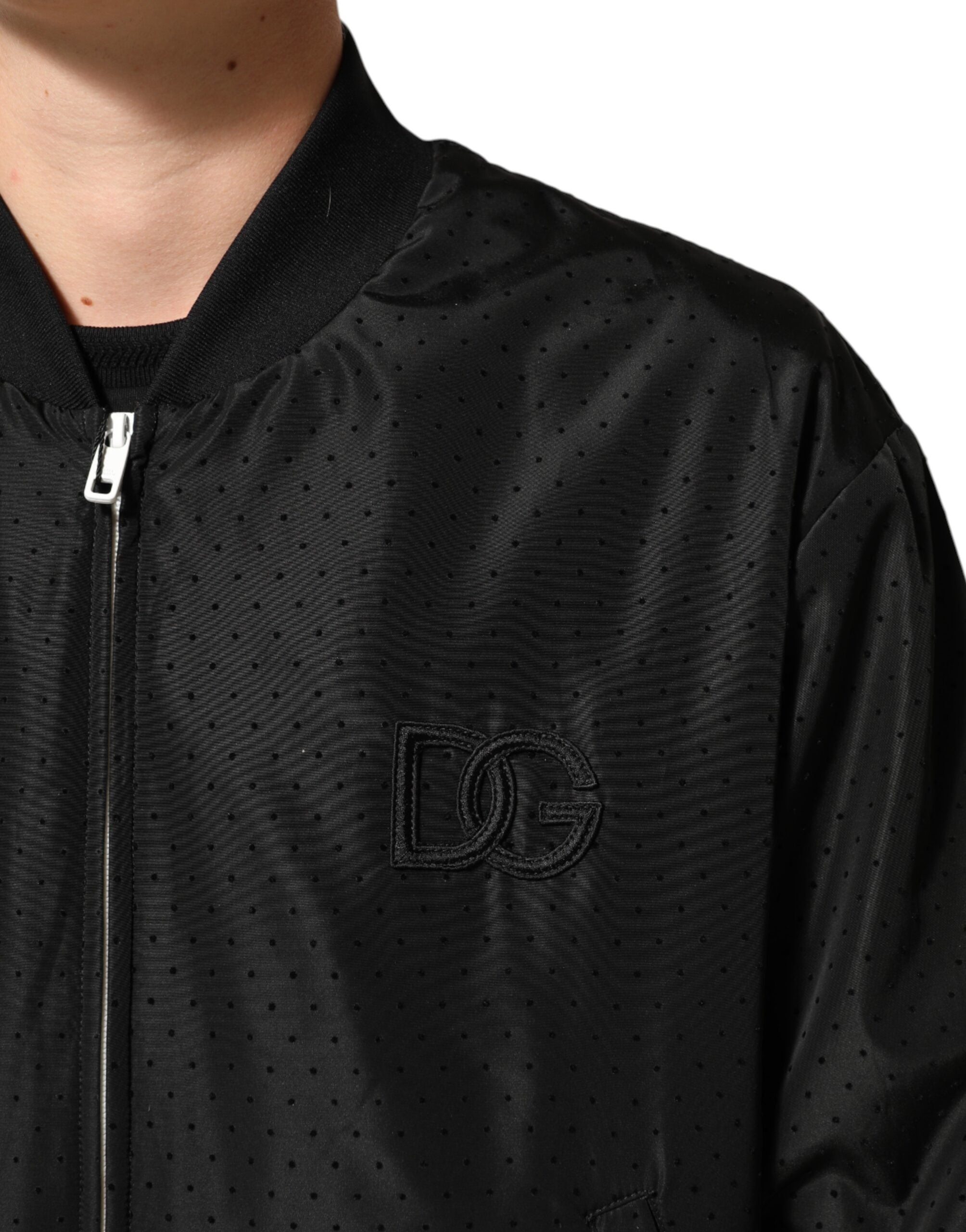 Dolce & Gabbana Schwarze Acetate Bomberjacke mit Reißverschluss für Herren