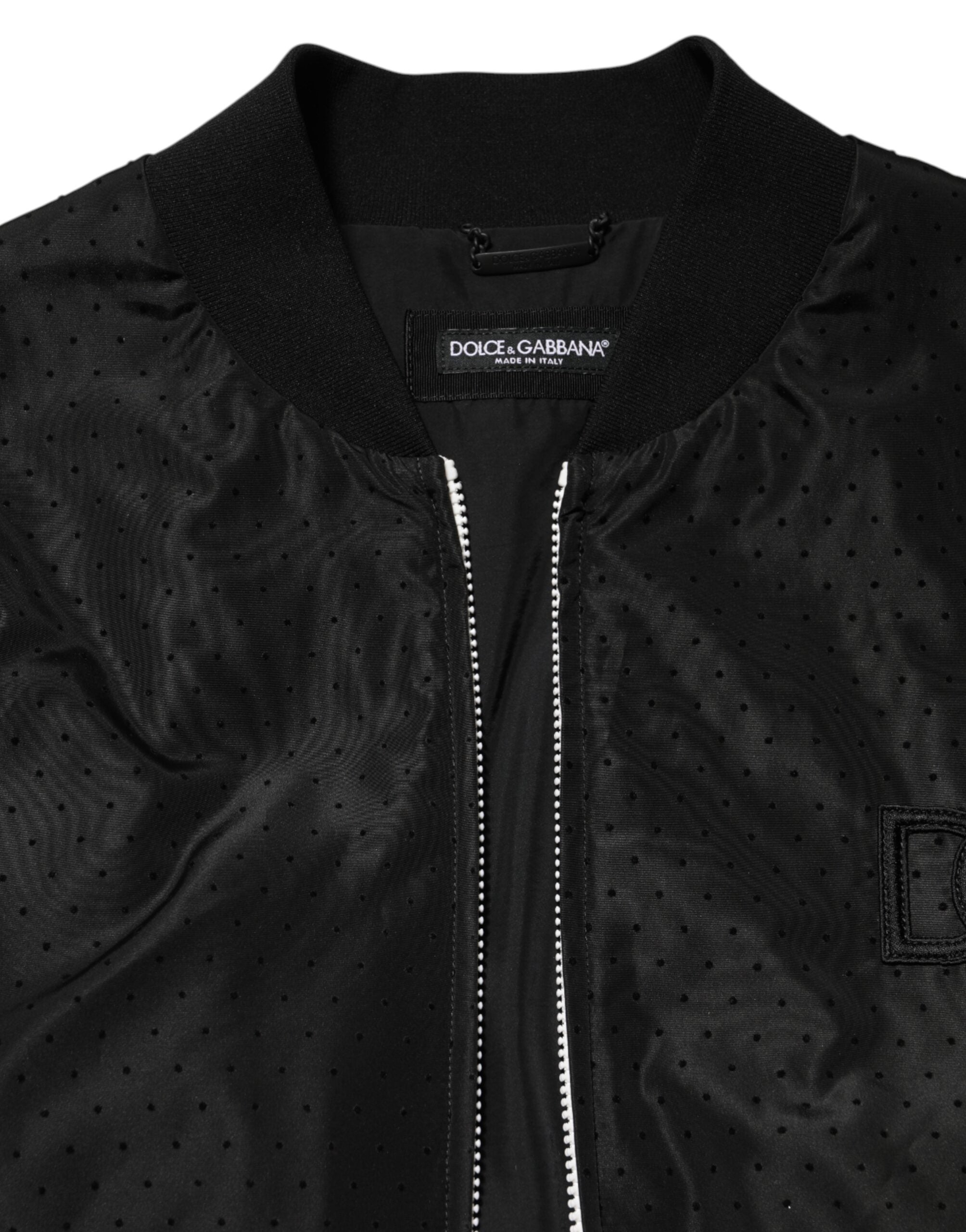 Dolce & Gabbana Schwarze Acetate Bomberjacke mit Reißverschluss für Herren