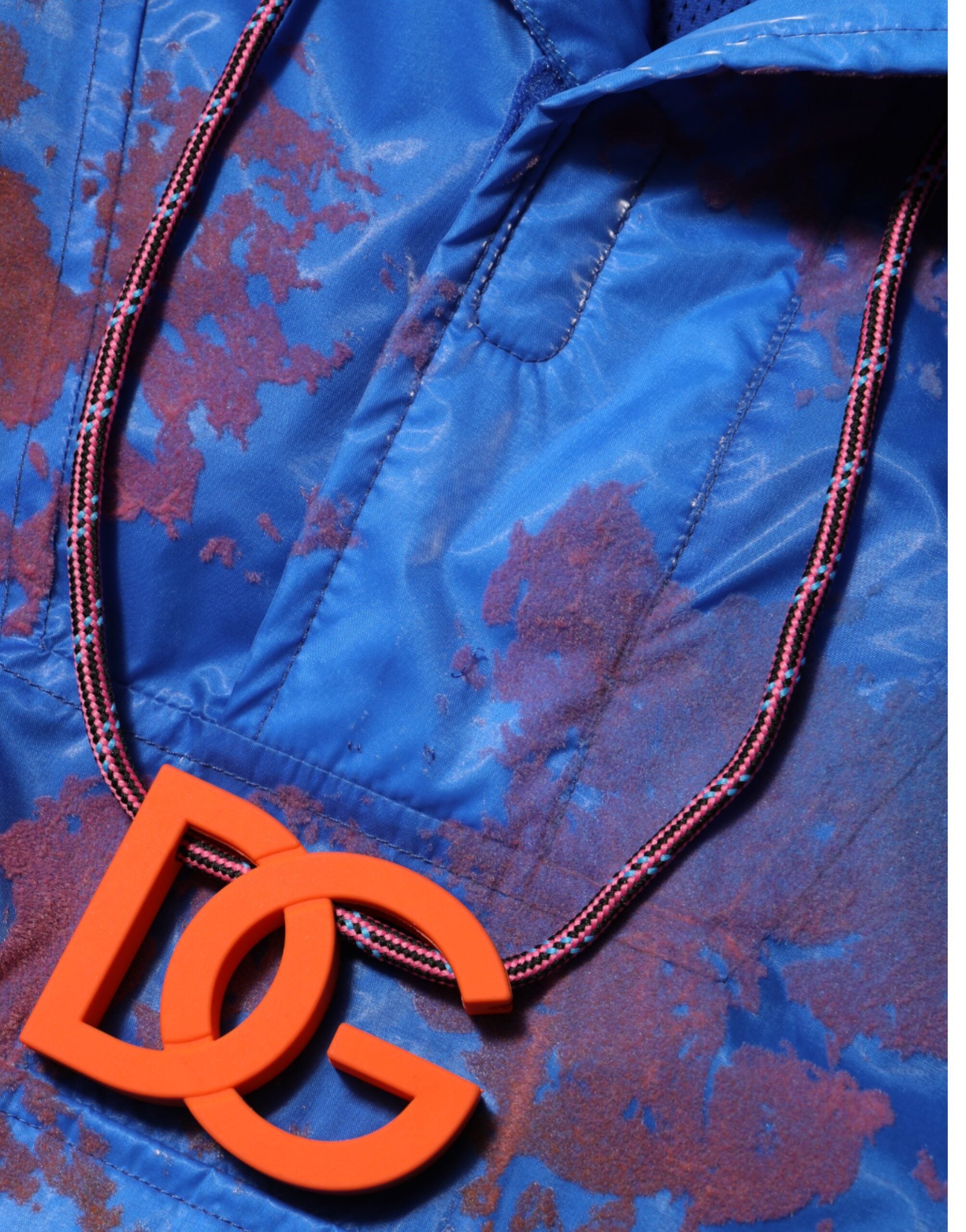 Dolce & Gabbana Blaues Tie-Dye Kapuzen-Sweatshirt-Jacke mit Logo