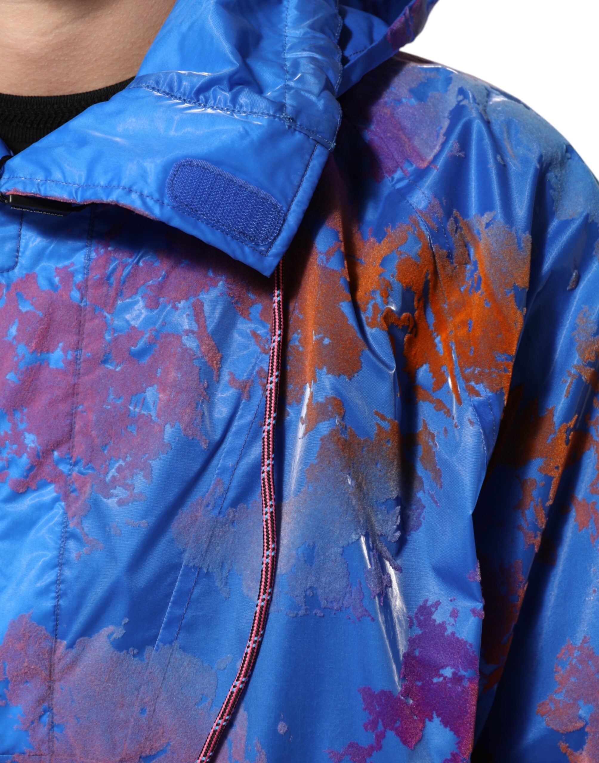 Dolce & Gabbana Blaues Tie-Dye Kapuzen-Sweatshirt-Jacke mit Logo
