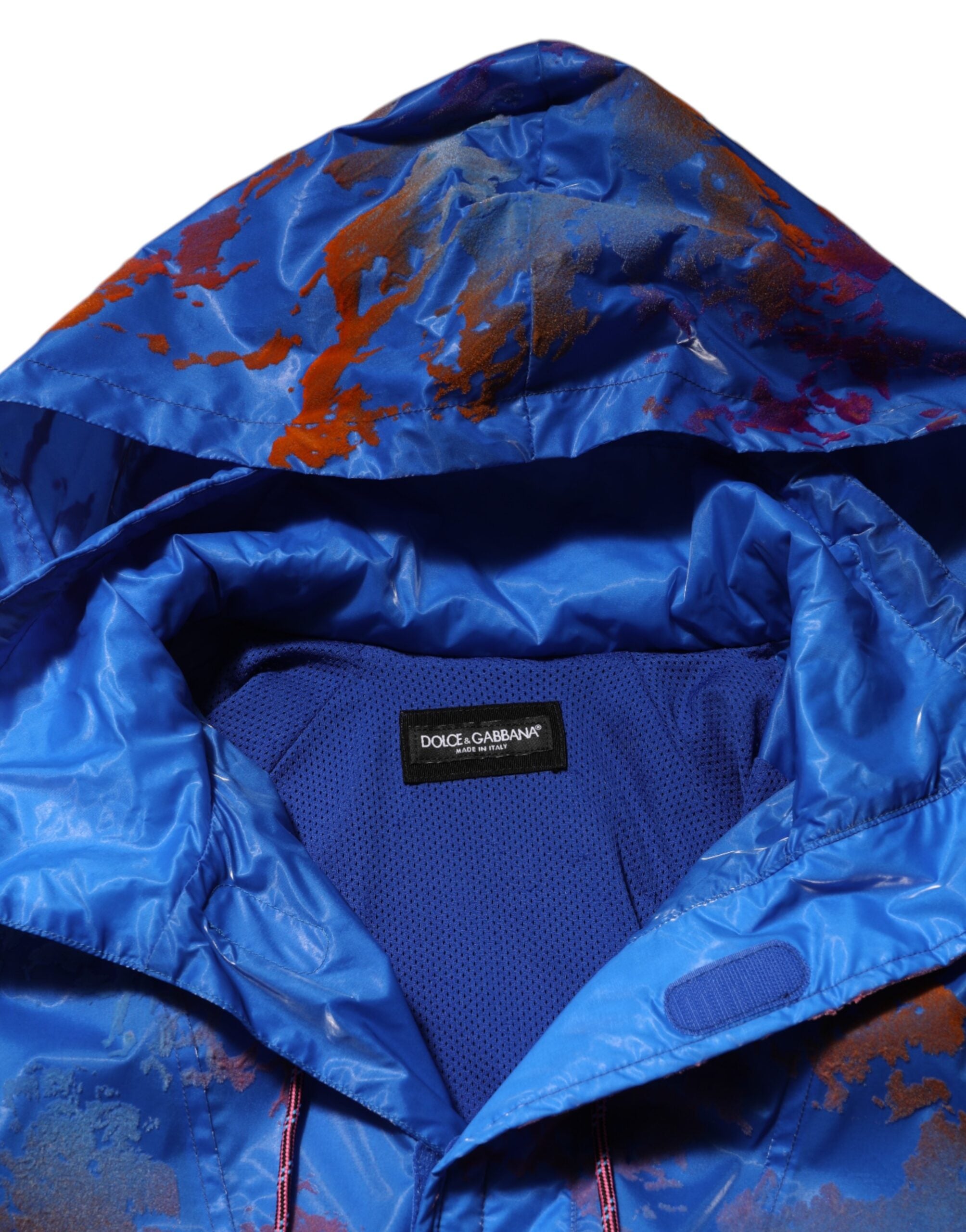 Dolce & Gabbana Blaues Tie-Dye Kapuzen-Sweatshirt-Jacke mit Logo