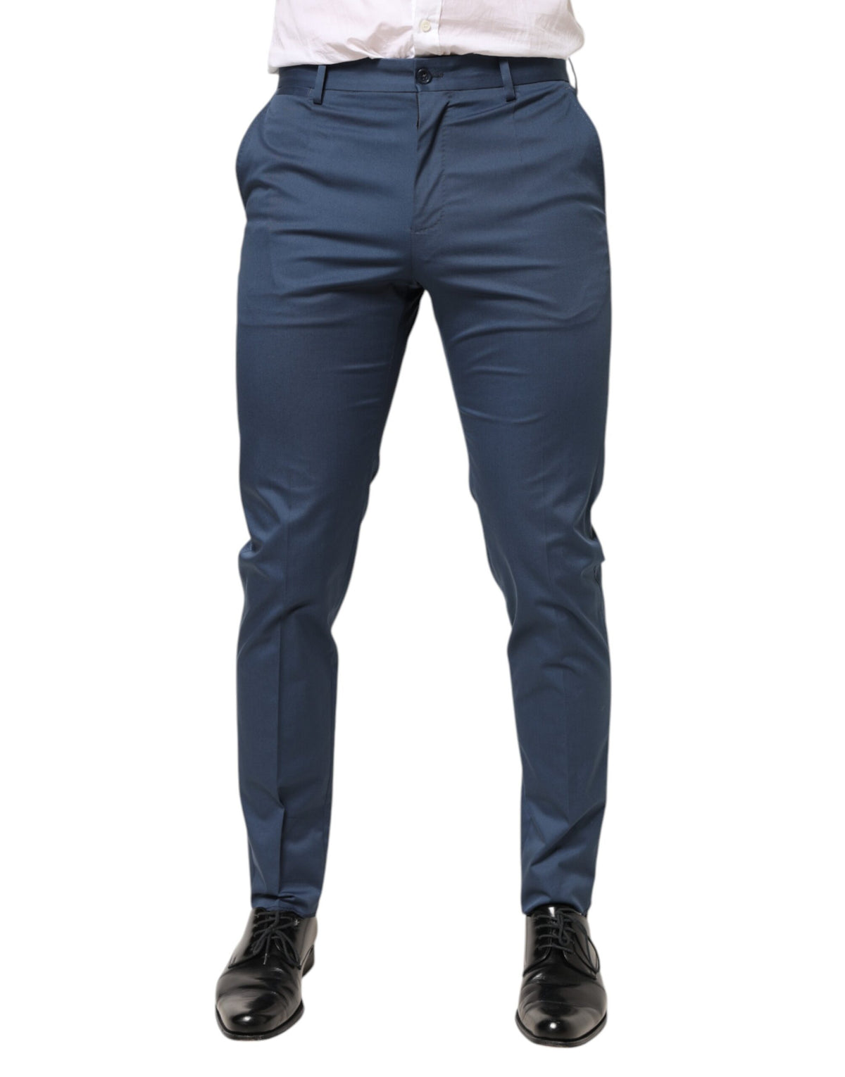 Dolce & Gabbana Blaue Baumwollhose für Herren mit mittlerer Bundhöhe