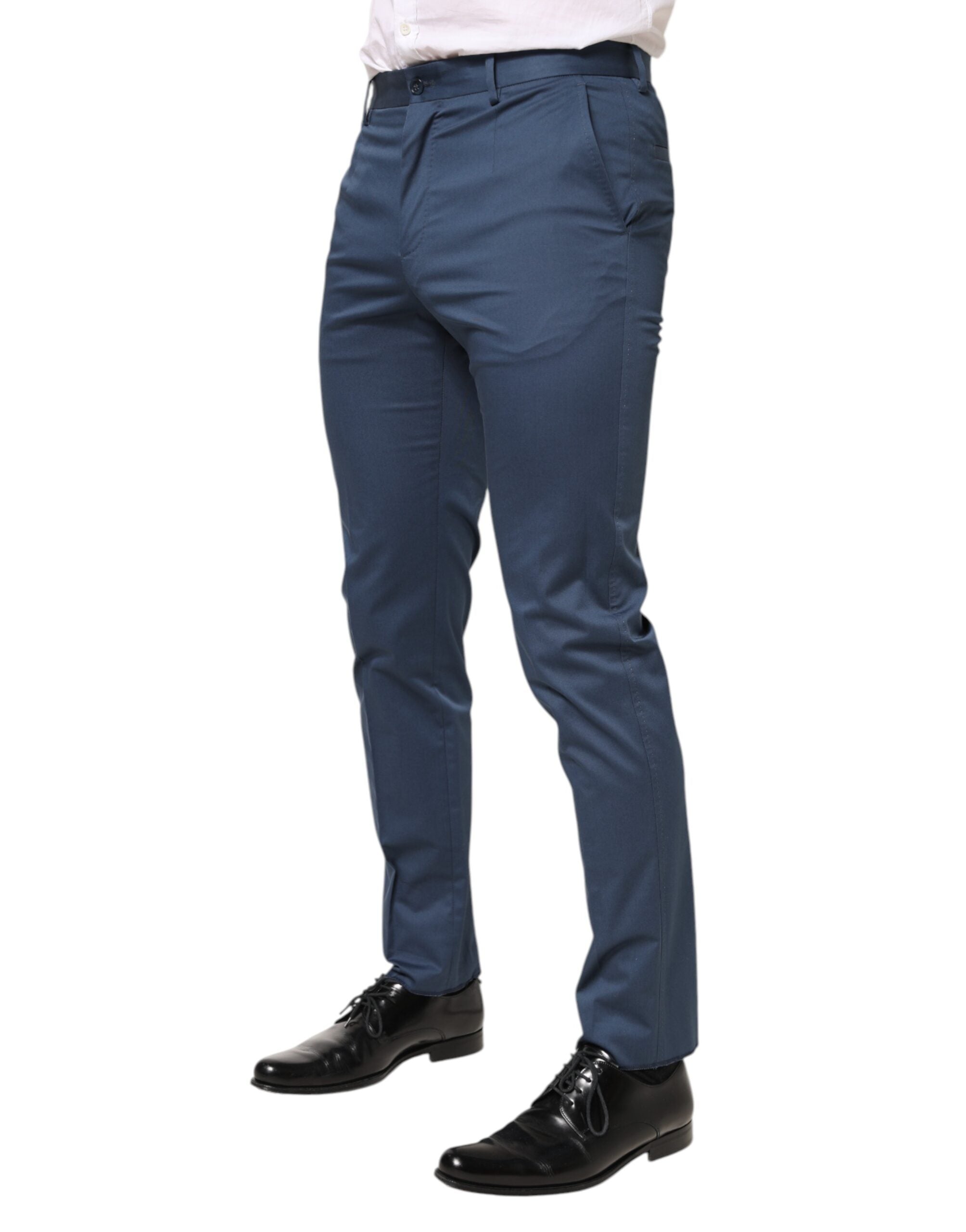 Dolce & Gabbana Blaue Baumwollhose für Herren mit mittlerer Bundhöhe