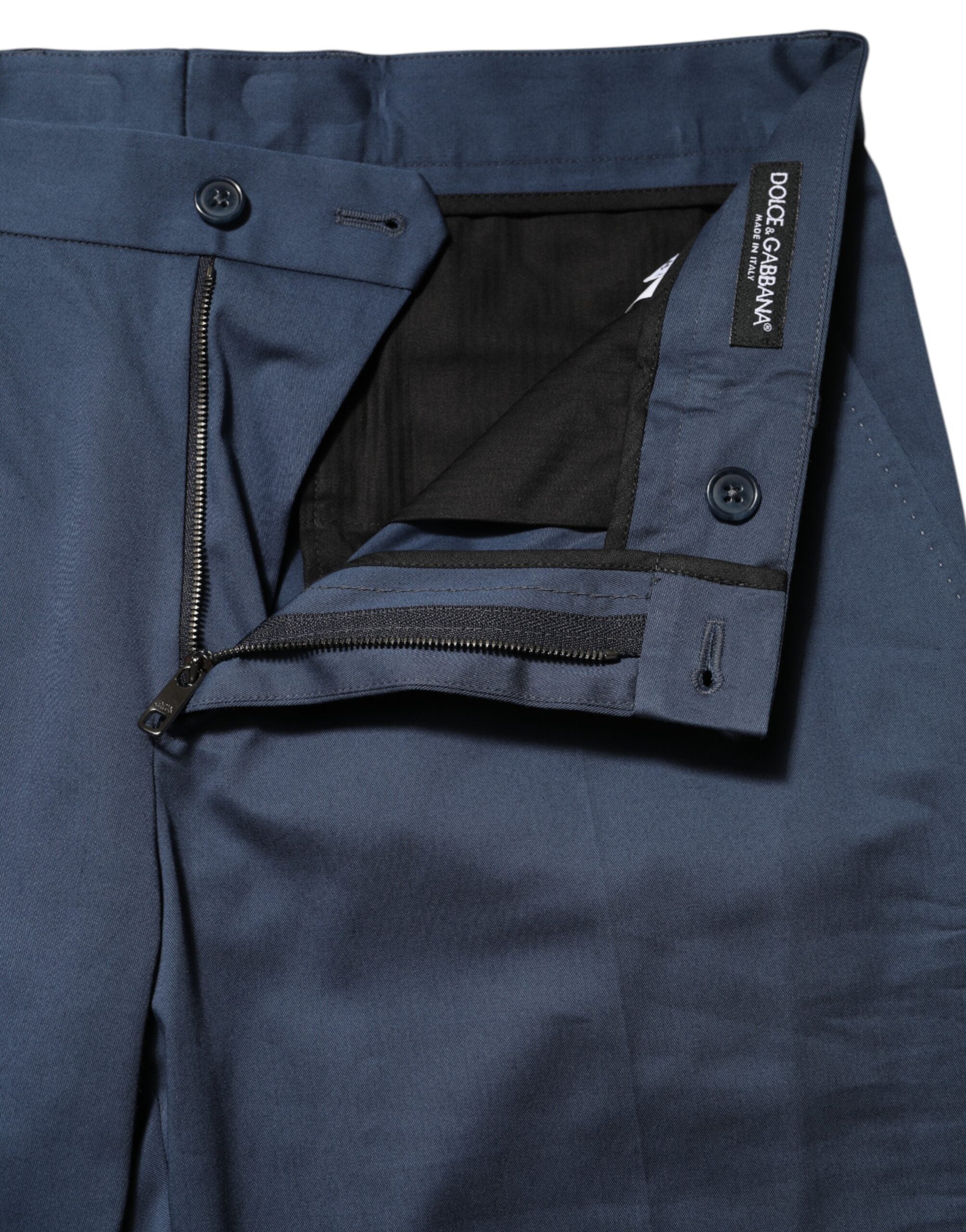Dolce & Gabbana Blaue Baumwollhose für Herren mit mittlerer Bundhöhe
