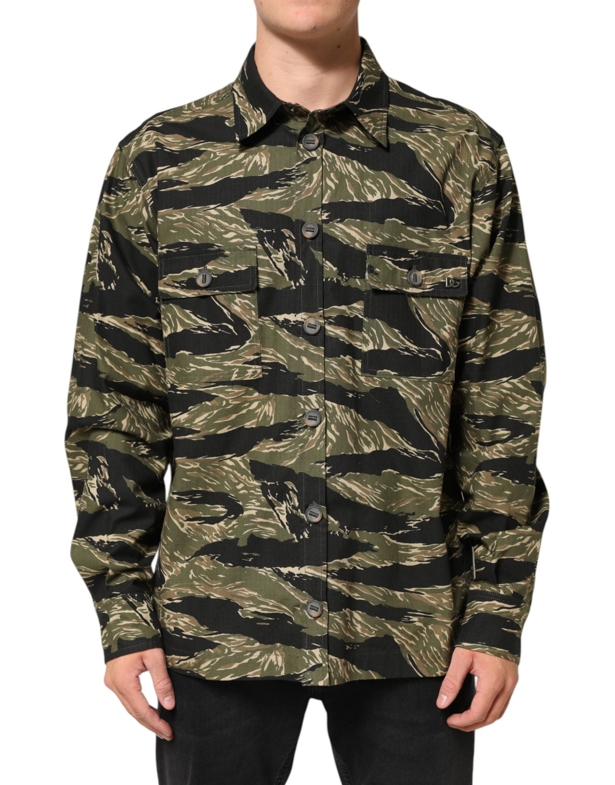 Dolce & Gabbana Leger Hemd aus mehrfarbiger Baumwolle mit Camouflage-Muster