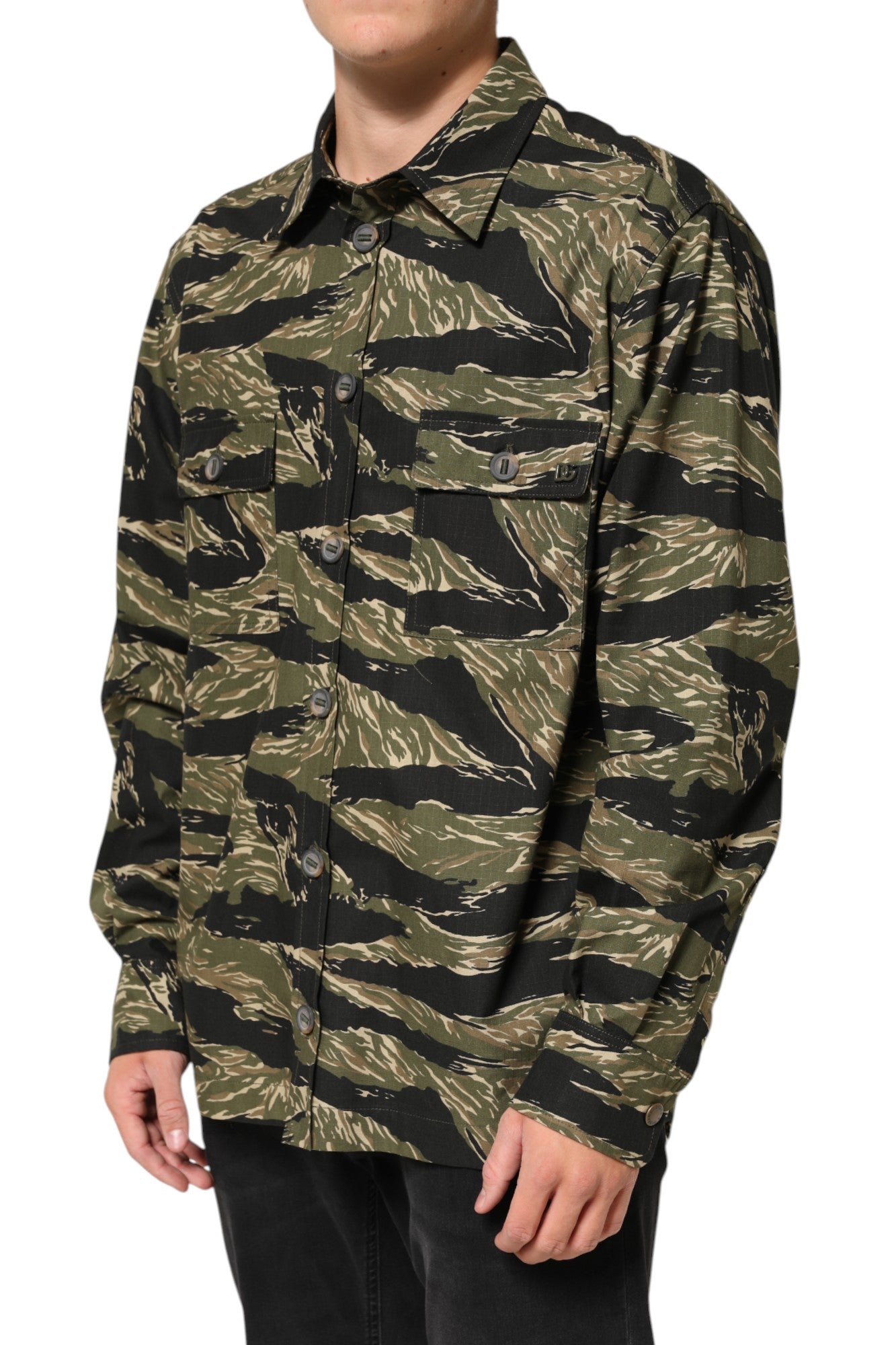 Dolce & Gabbana Leger Hemd aus mehrfarbiger Baumwolle mit Camouflage-Muster