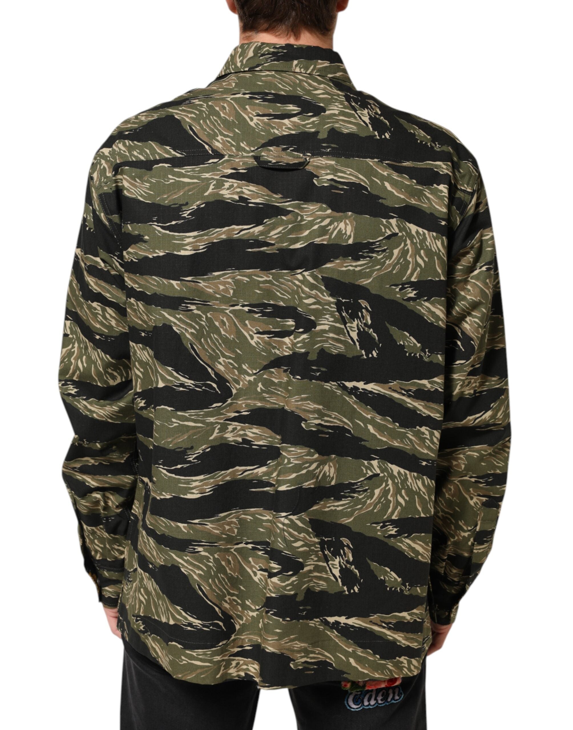 Dolce & Gabbana Leger Hemd aus mehrfarbiger Baumwolle mit Camouflage-Muster