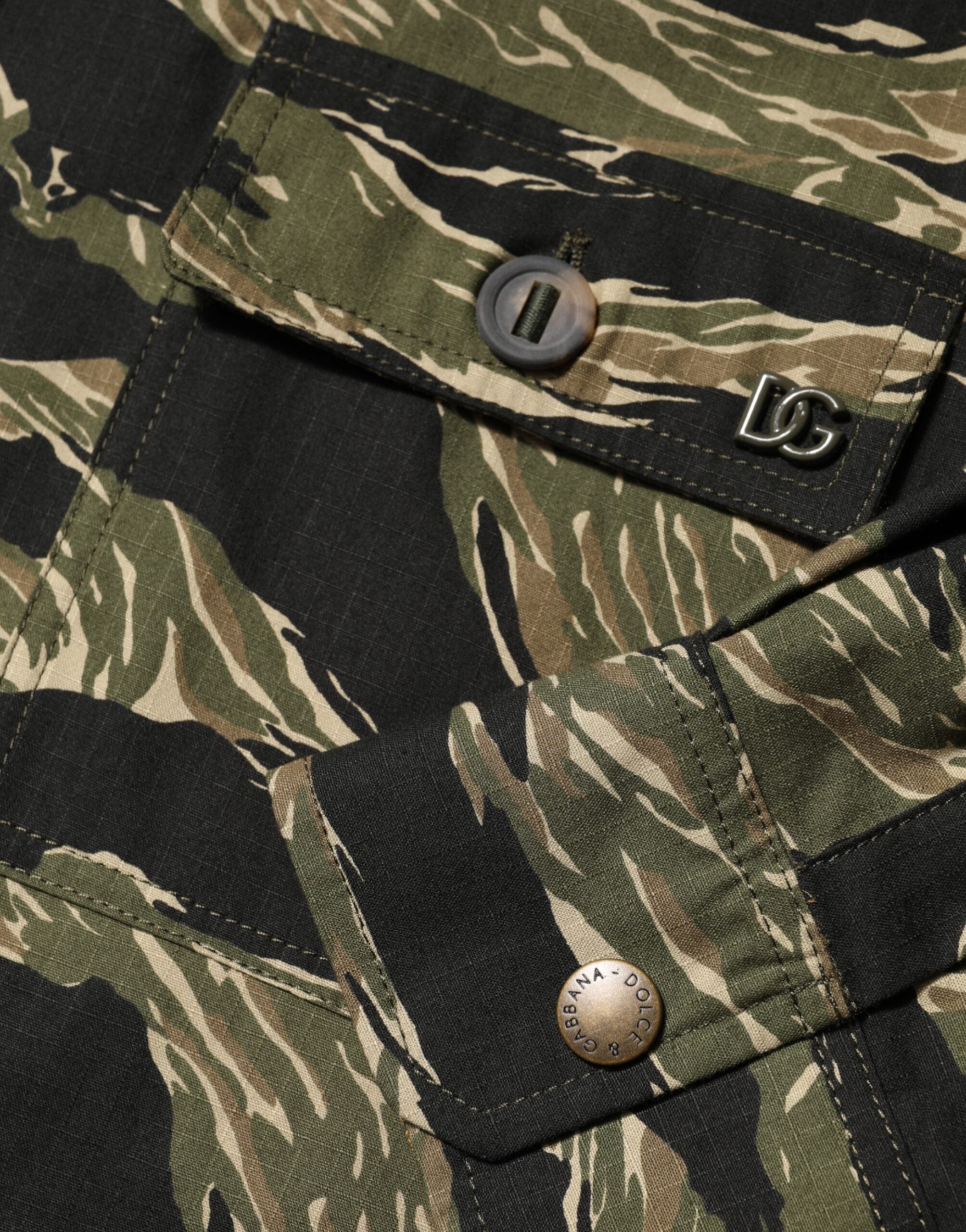 Dolce & Gabbana Leger Hemd aus mehrfarbiger Baumwolle mit Camouflage-Muster