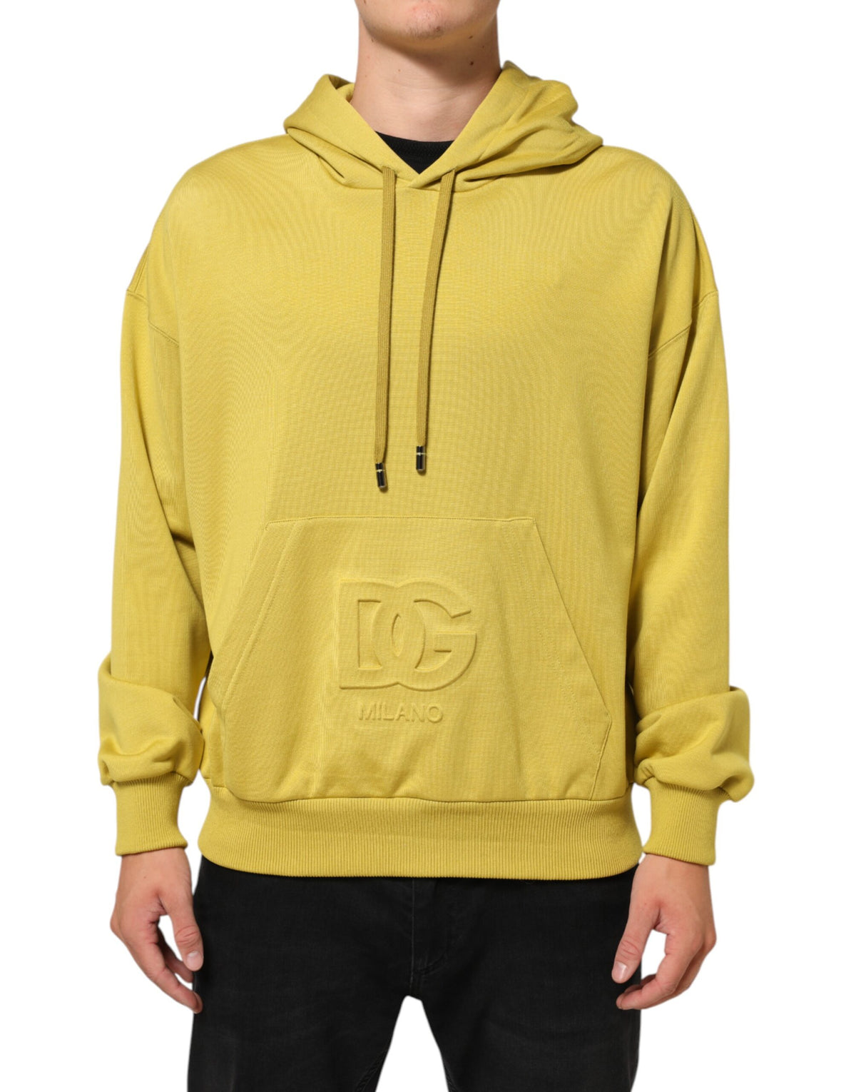 Dolce & Gabbana Gelbes Logo Baumwoll-Kapuzenpullover-Sweatshirt