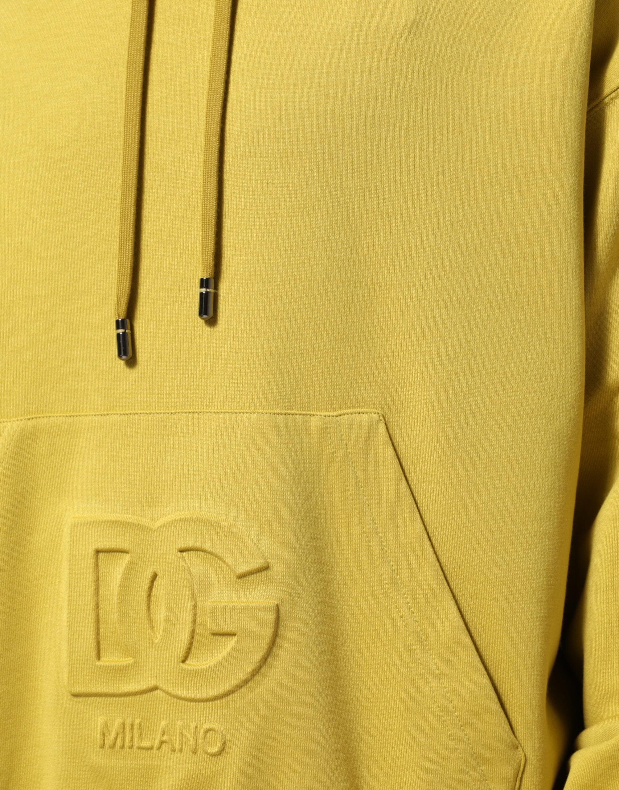 Dolce & Gabbana Gelbes Logo Baumwoll-Kapuzenpullover-Sweatshirt