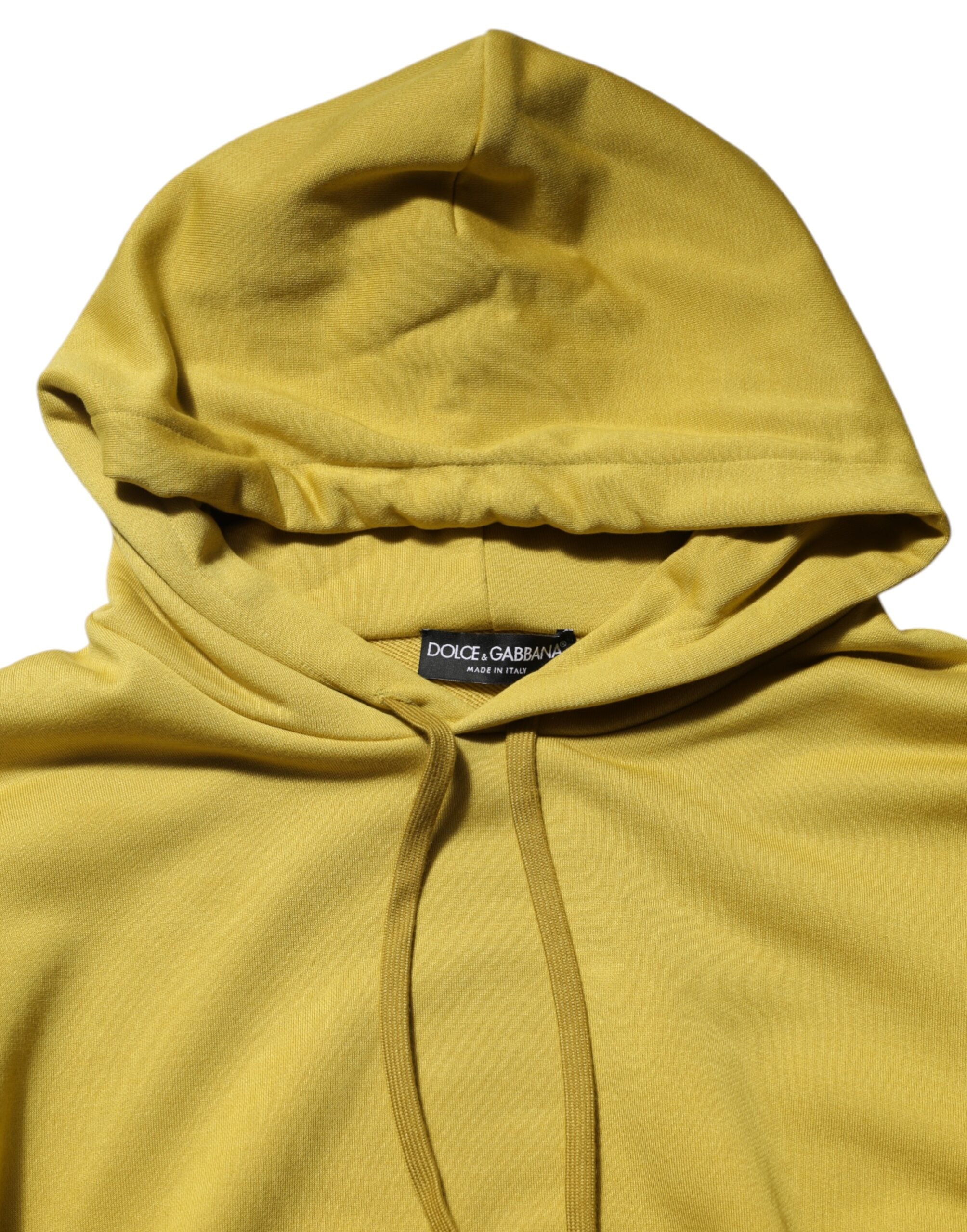 Dolce & Gabbana Gelbes Logo Baumwoll-Kapuzenpullover-Sweatshirt