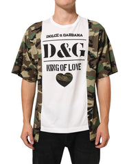 Dolce & Gabbana Weißes Logo Camouflage Rundhals-Herren-T-Shirt