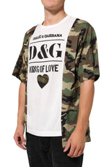 Dolce & Gabbana Weißes Logo Camouflage Rundhals-Herren-T-Shirt