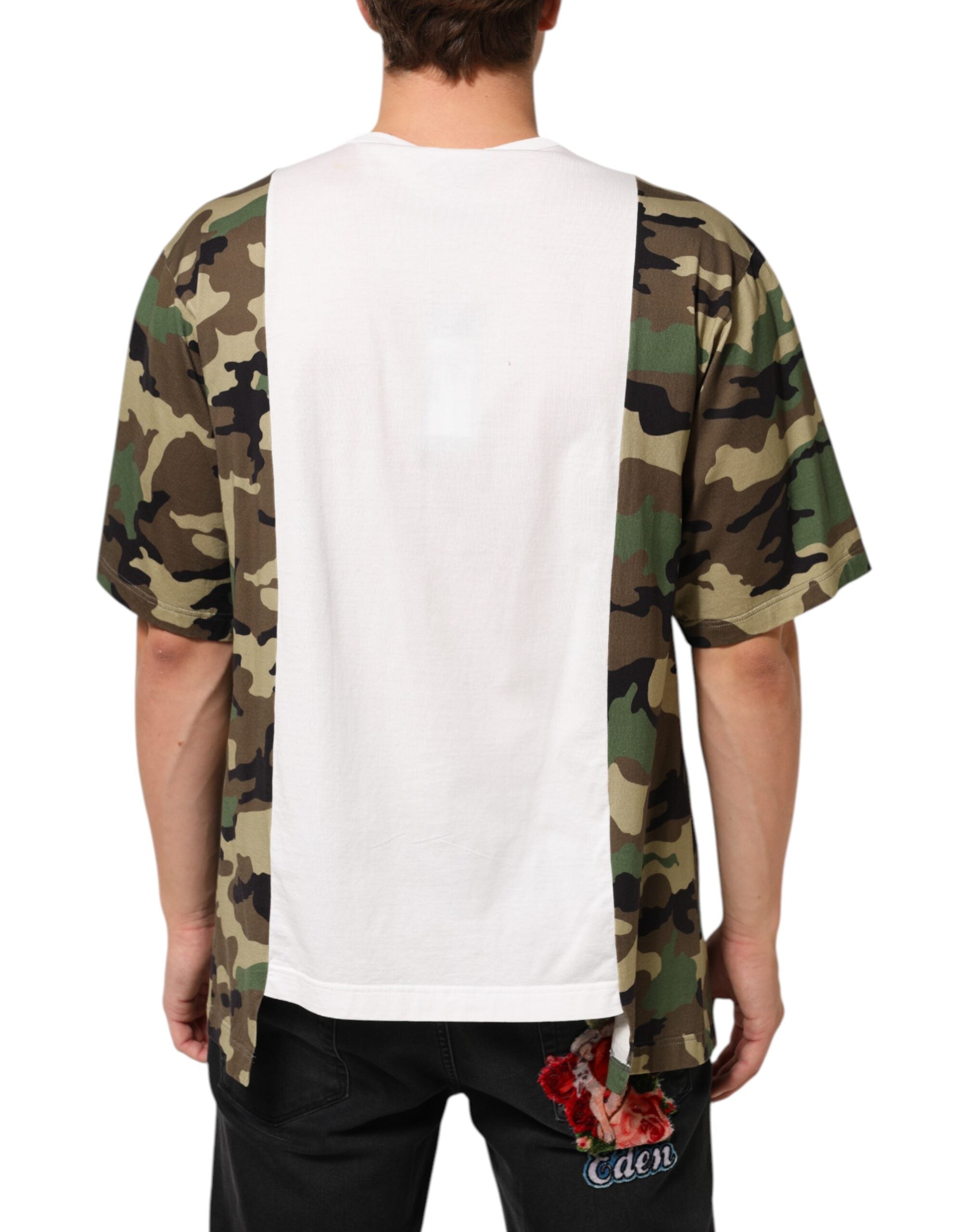 Dolce & Gabbana Weißes Logo Camouflage Rundhals-Herren-T-Shirt
