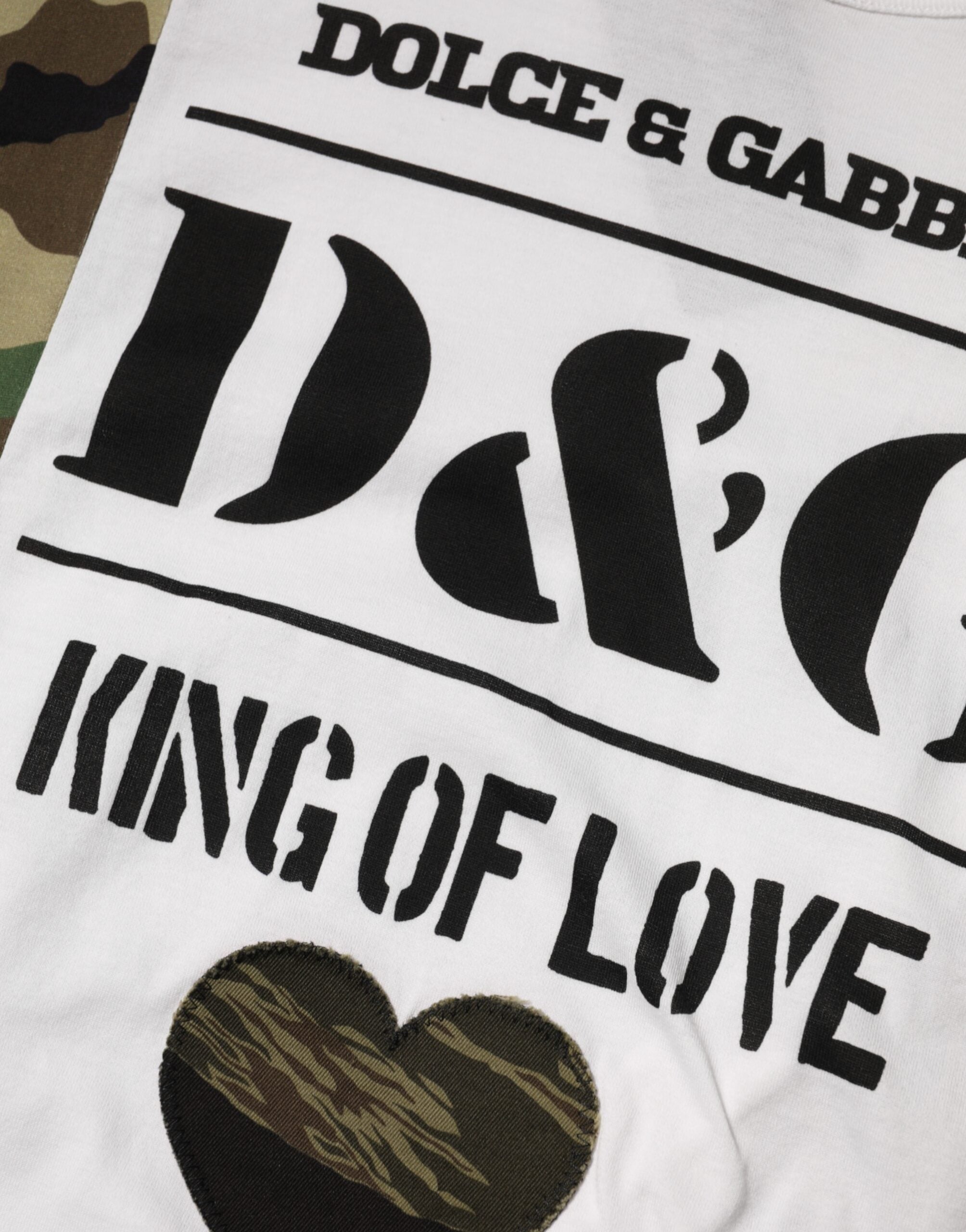 Dolce & Gabbana Weißes Logo Camouflage Rundhals-Herren-T-Shirt