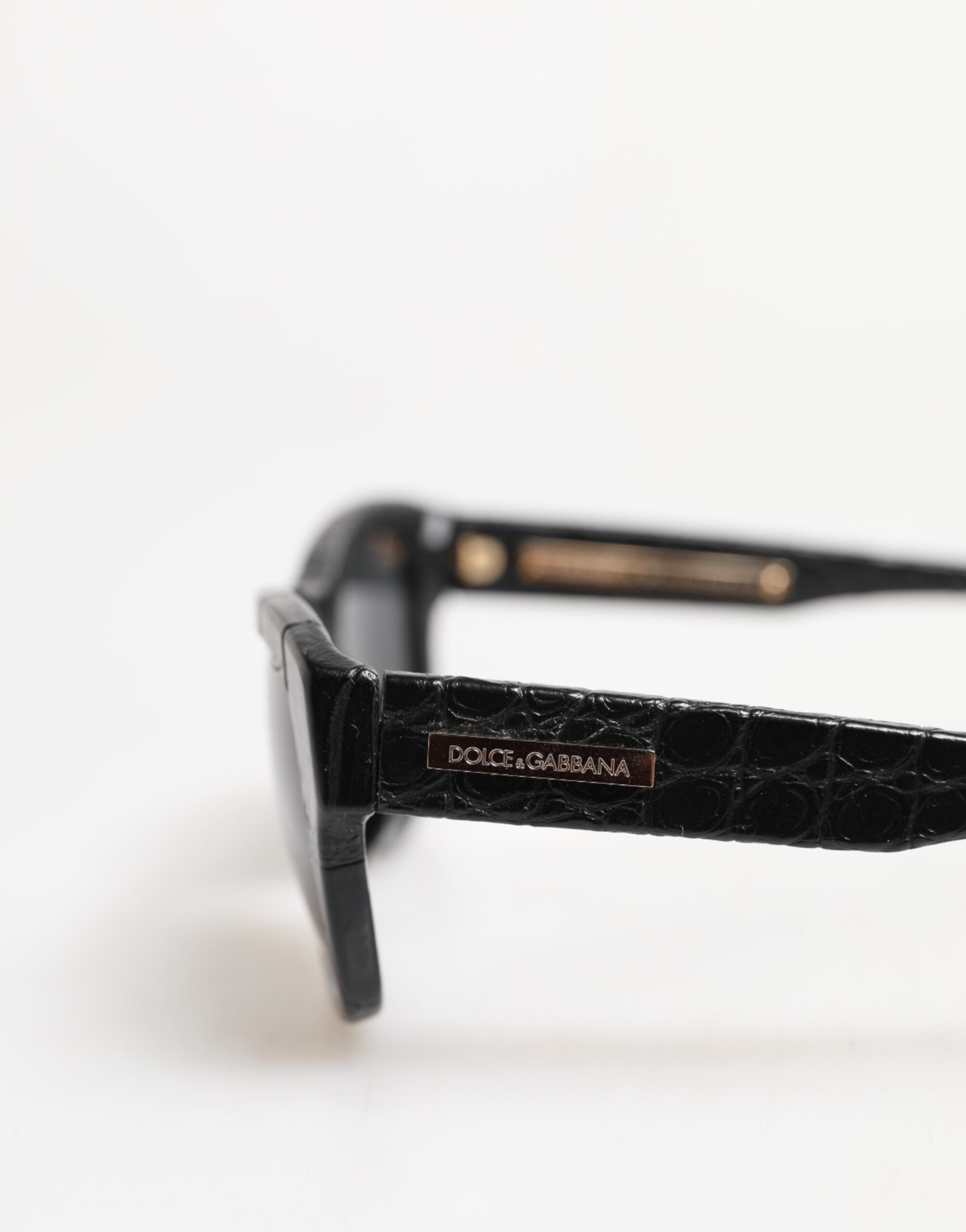 Dolce & Gabbana DG4177 Sonnenbrille mit schwarzem Lederrahmen und getönten Gläsern