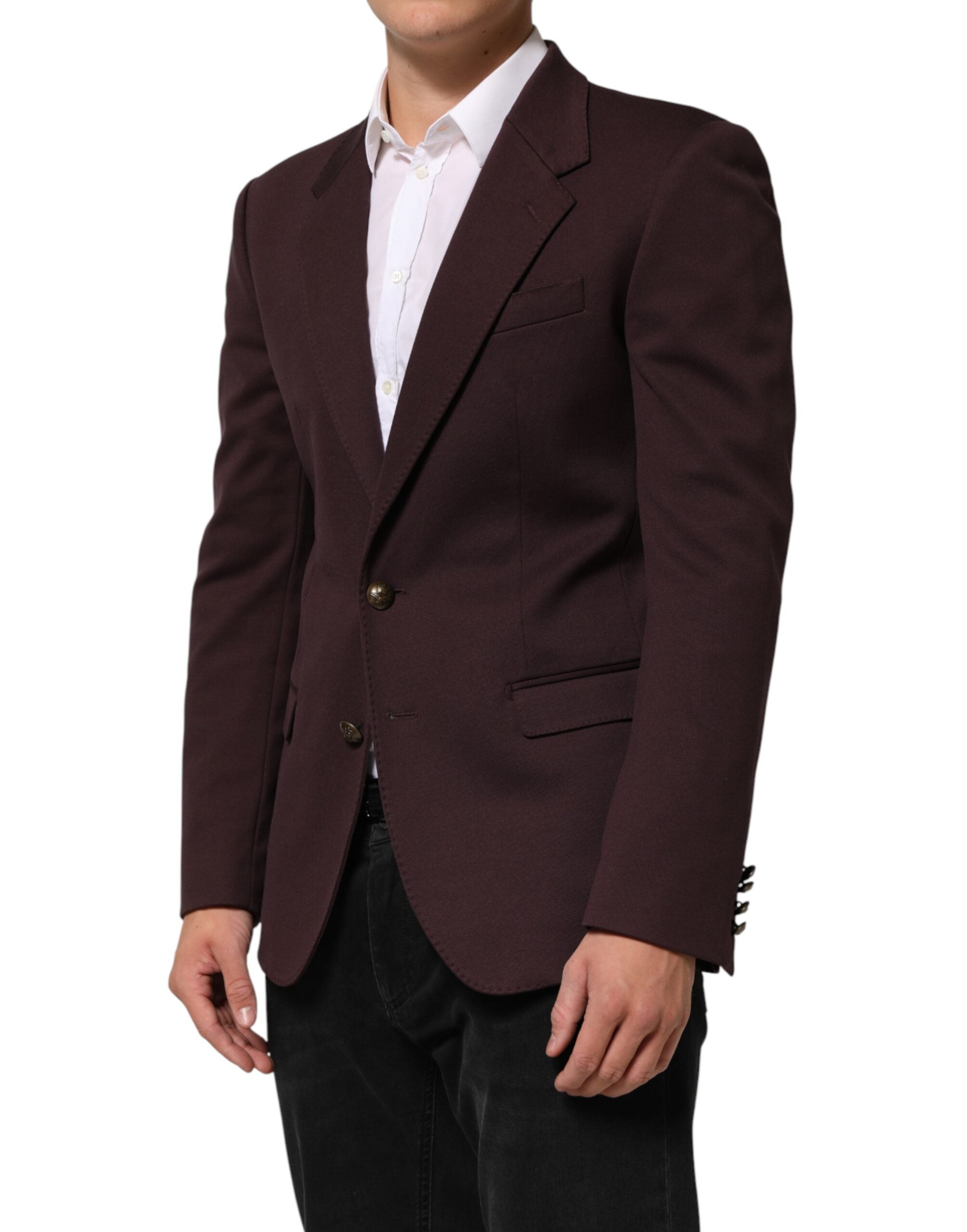 Dolce & Gabbana Bordeaux Katoenen Colbert Blazer met 2 Knoppen