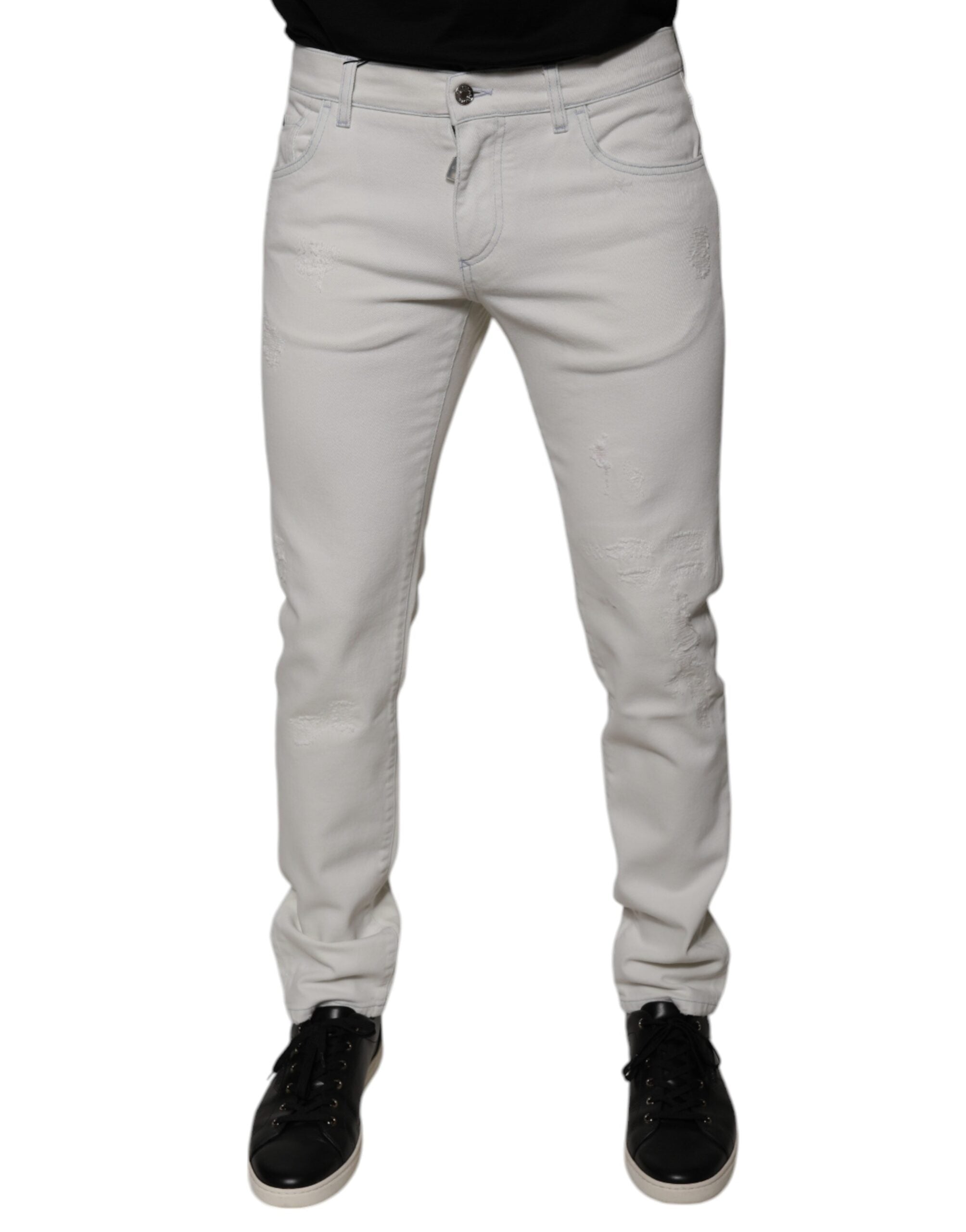 Dolce &amp; Gabbana Weiße Skinny-Jeans aus Baumwollstretch für Herren