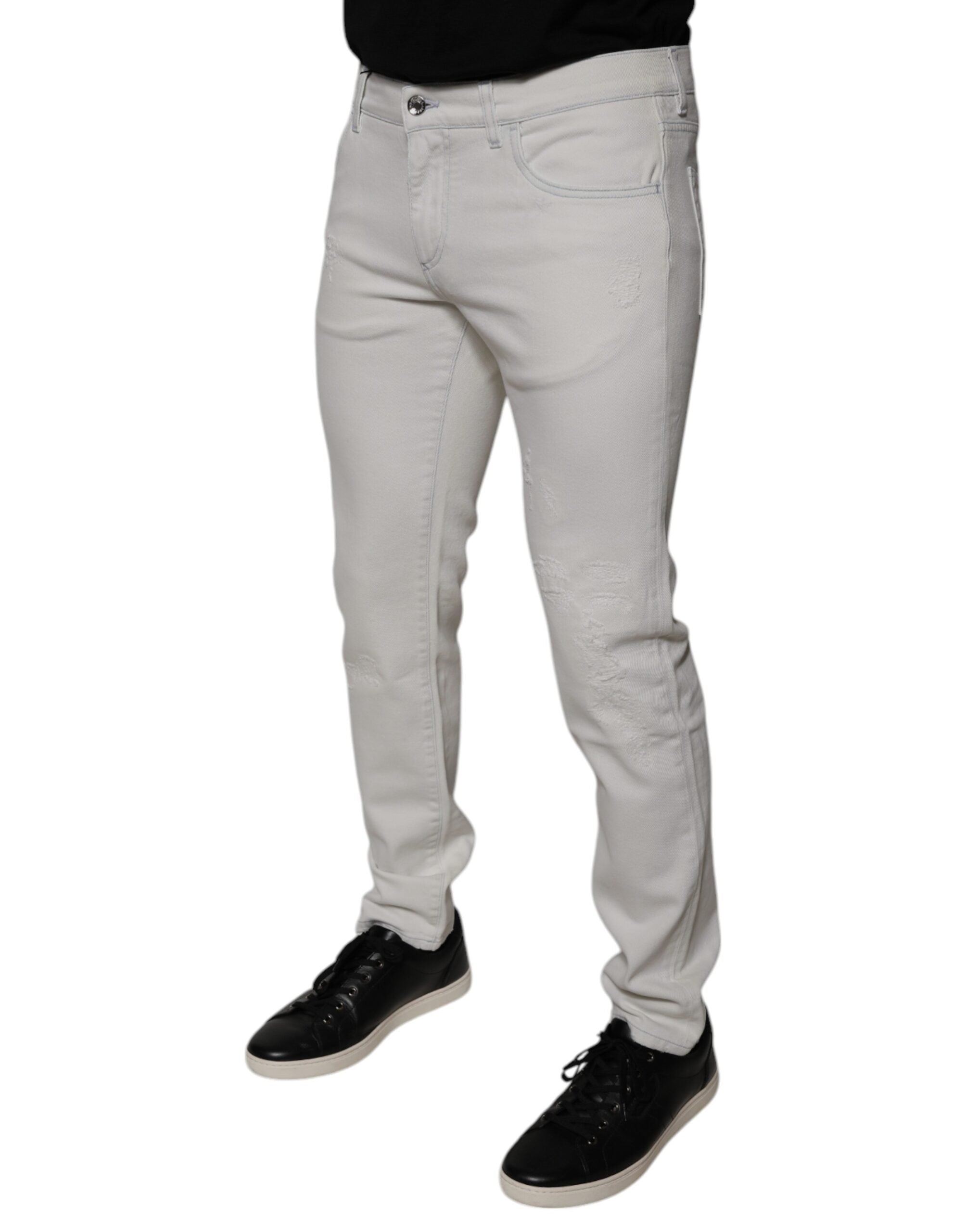 Dolce &amp; Gabbana Weiße Skinny-Jeans aus Baumwollstretch für Herren