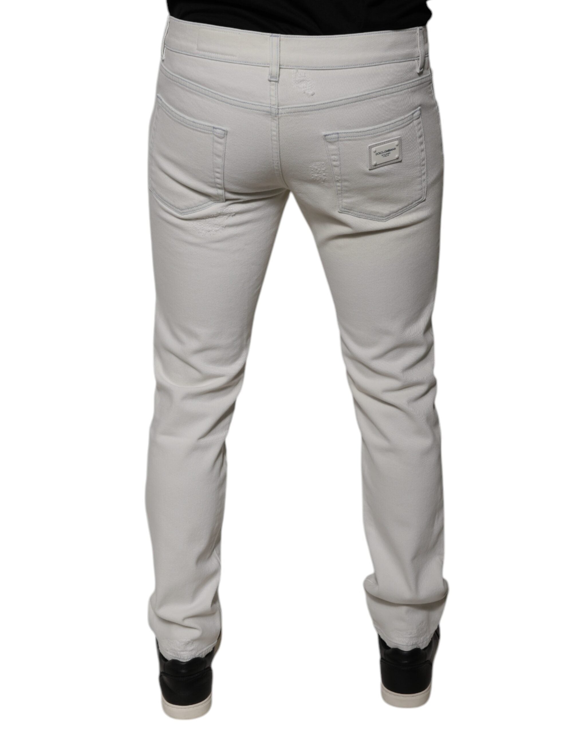 Dolce &amp; Gabbana Weiße Skinny-Jeans aus Baumwollstretch für Herren