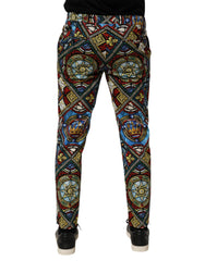 Dolce & Gabbana Herrenhose mit mehrfarbigem Aufdruck im Stil eines Buntglasfensters