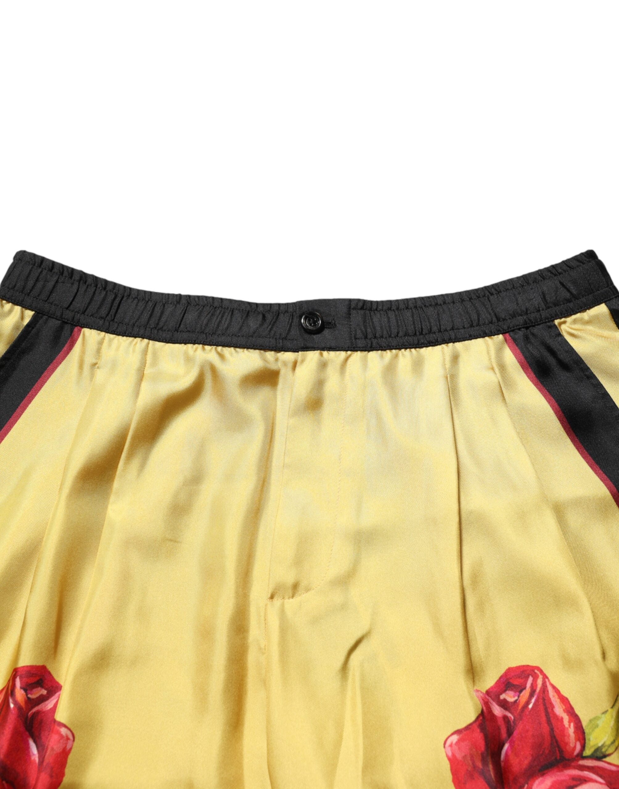 Dolce & Gabbana Gelbe Seiden-Bermudashorts mit Blumenprint für Herren