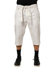 Dolce & Gabbana Witte Katoenen Stretch Cropped Broek