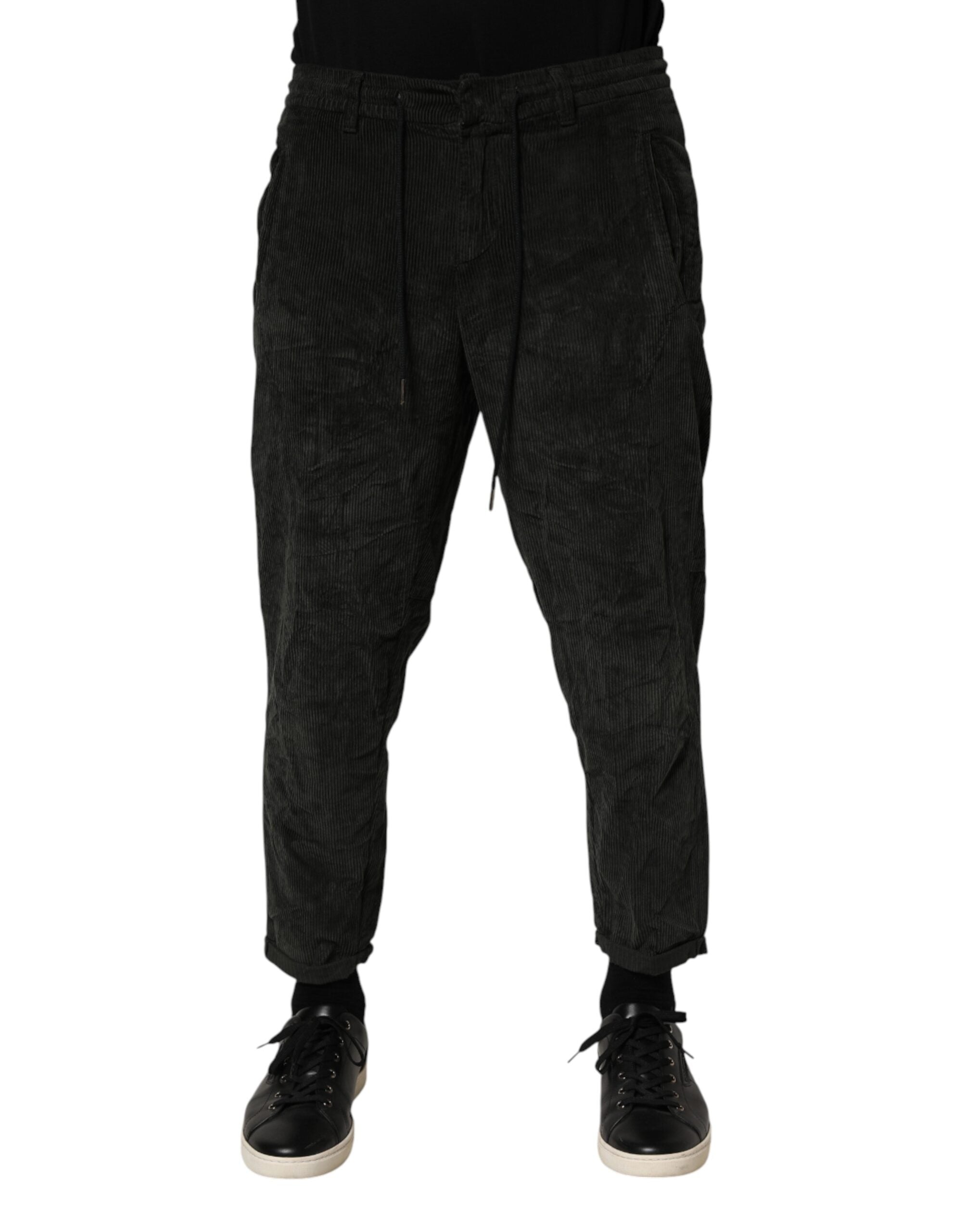 Dondup Schwarze mittelhohe Cropped-Kordhosen für Herren