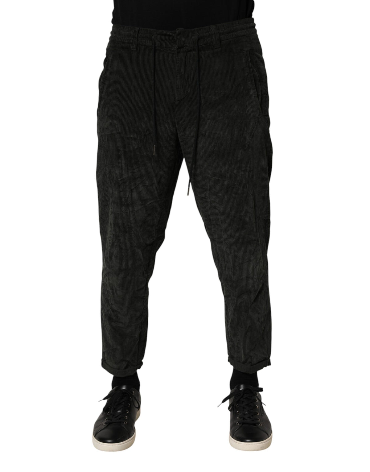 Dondup Schwarze mittelhohe Cropped-Kordhosen für Herren
