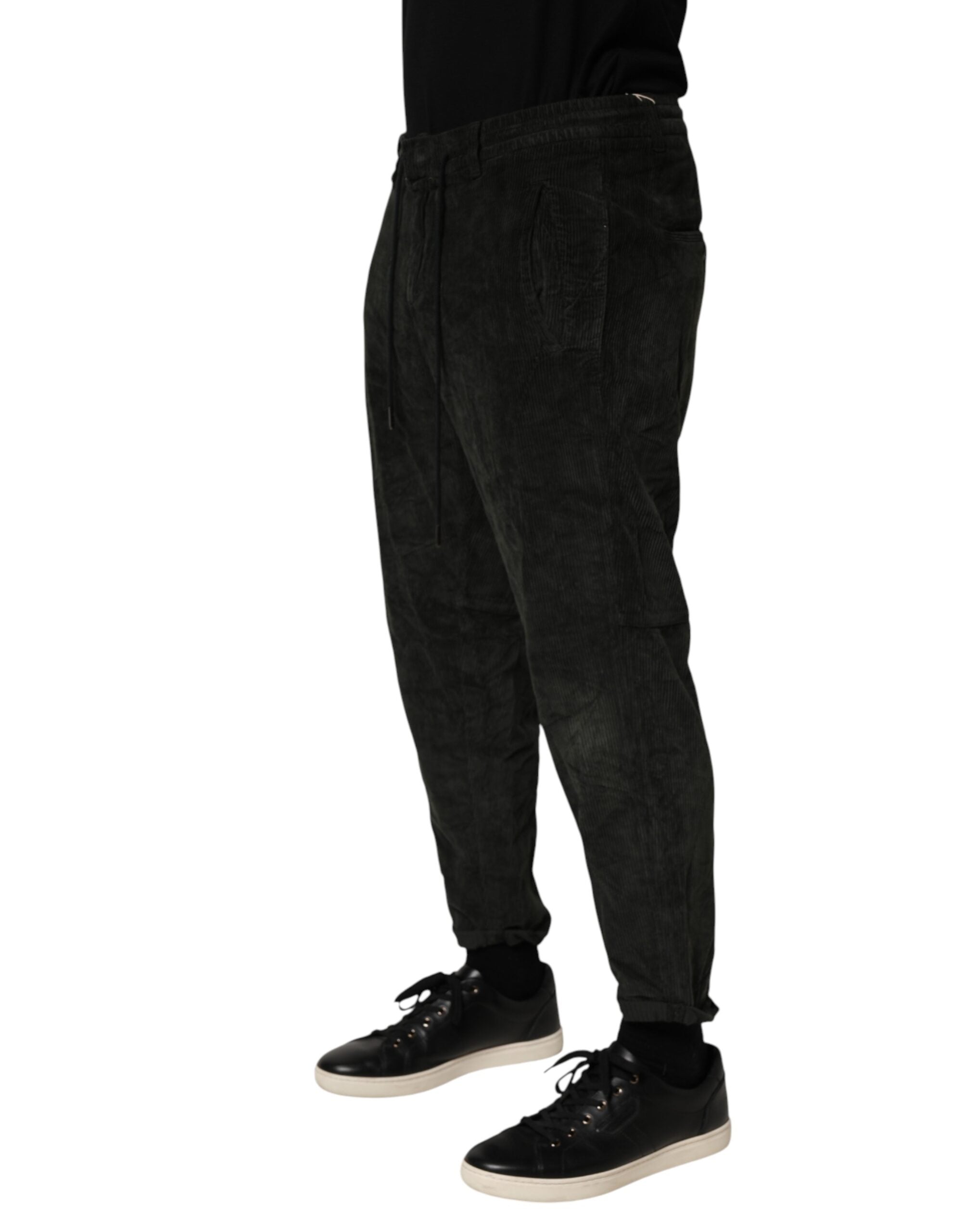 Dondup Schwarze mittelhohe Cropped-Kordhosen für Herren