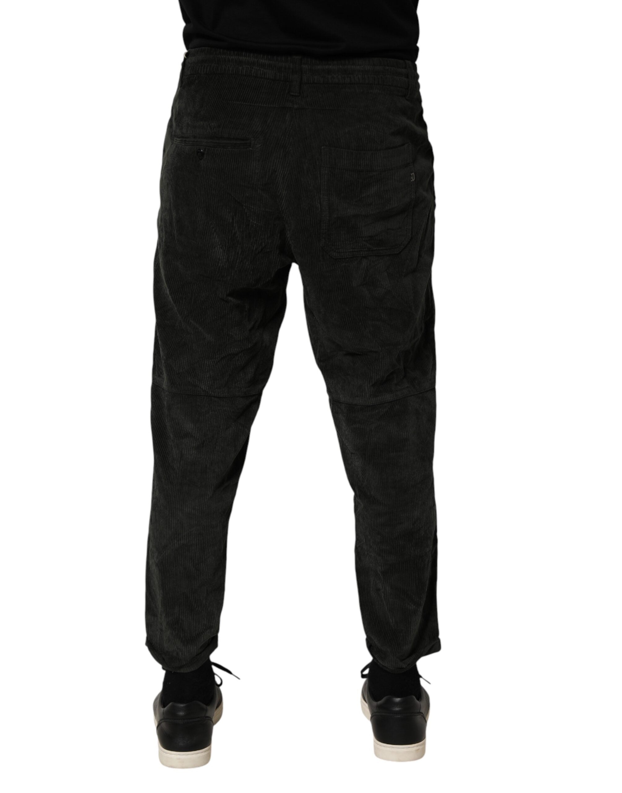 Dondup Schwarze mittelhohe Cropped-Kordhosen für Herren