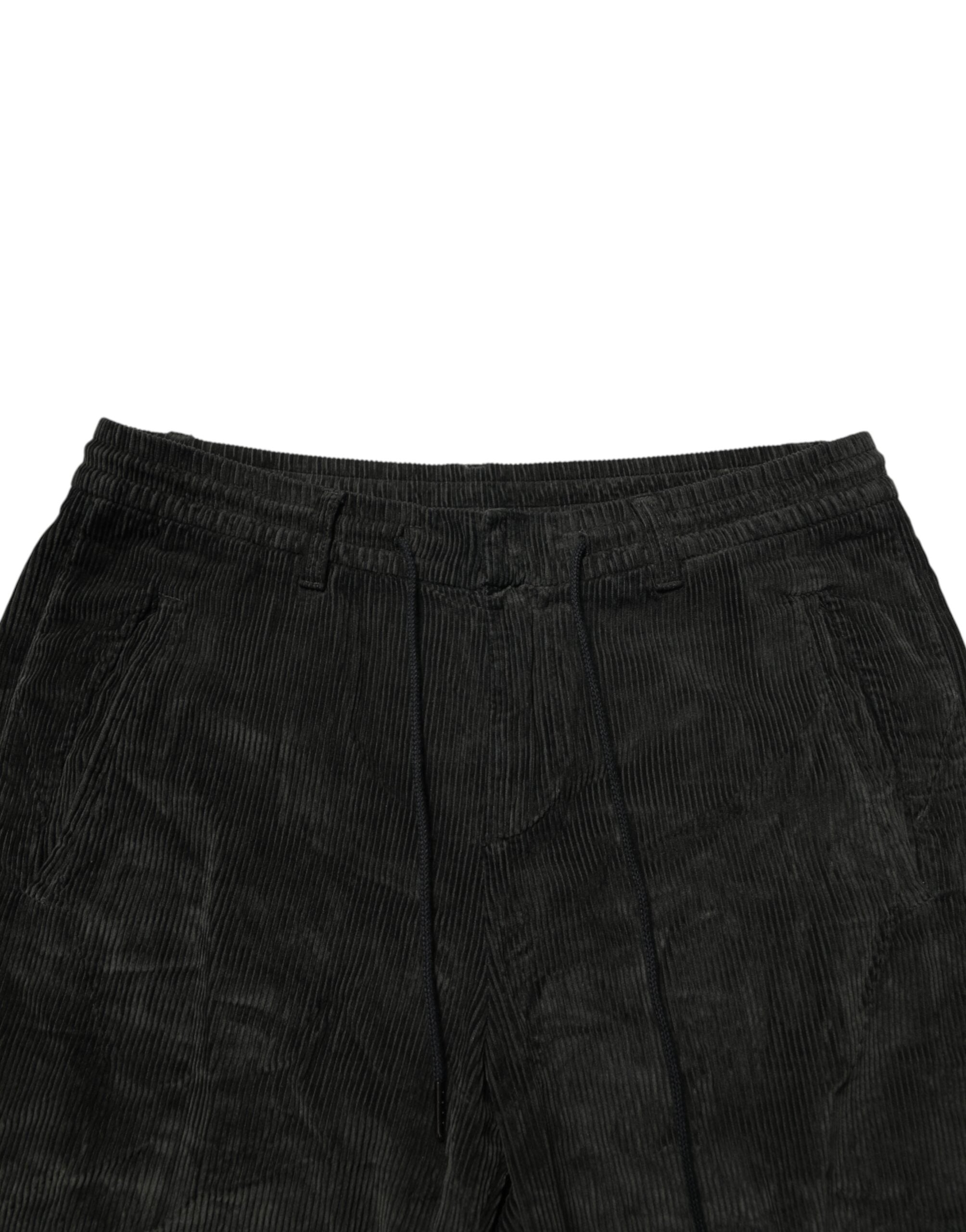 Dondup Schwarze mittelhohe Cropped-Kordhosen für Herren