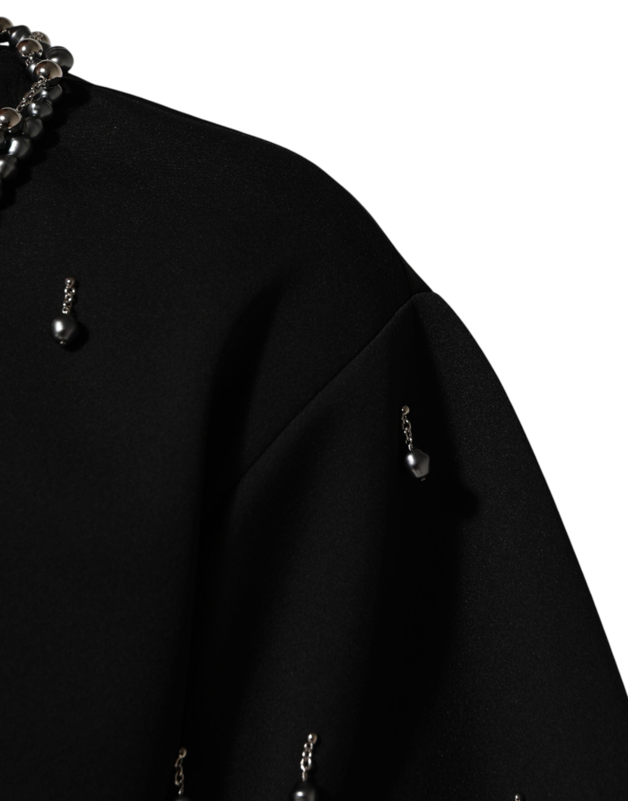 Dolce & Gabbana Schwarzes T-Shirt aus Polyester mit Halskettenbesatz