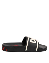 Dolce & Gabbana Zwarte Rubberen Slippers Sandalen Strandkleding Schoenen