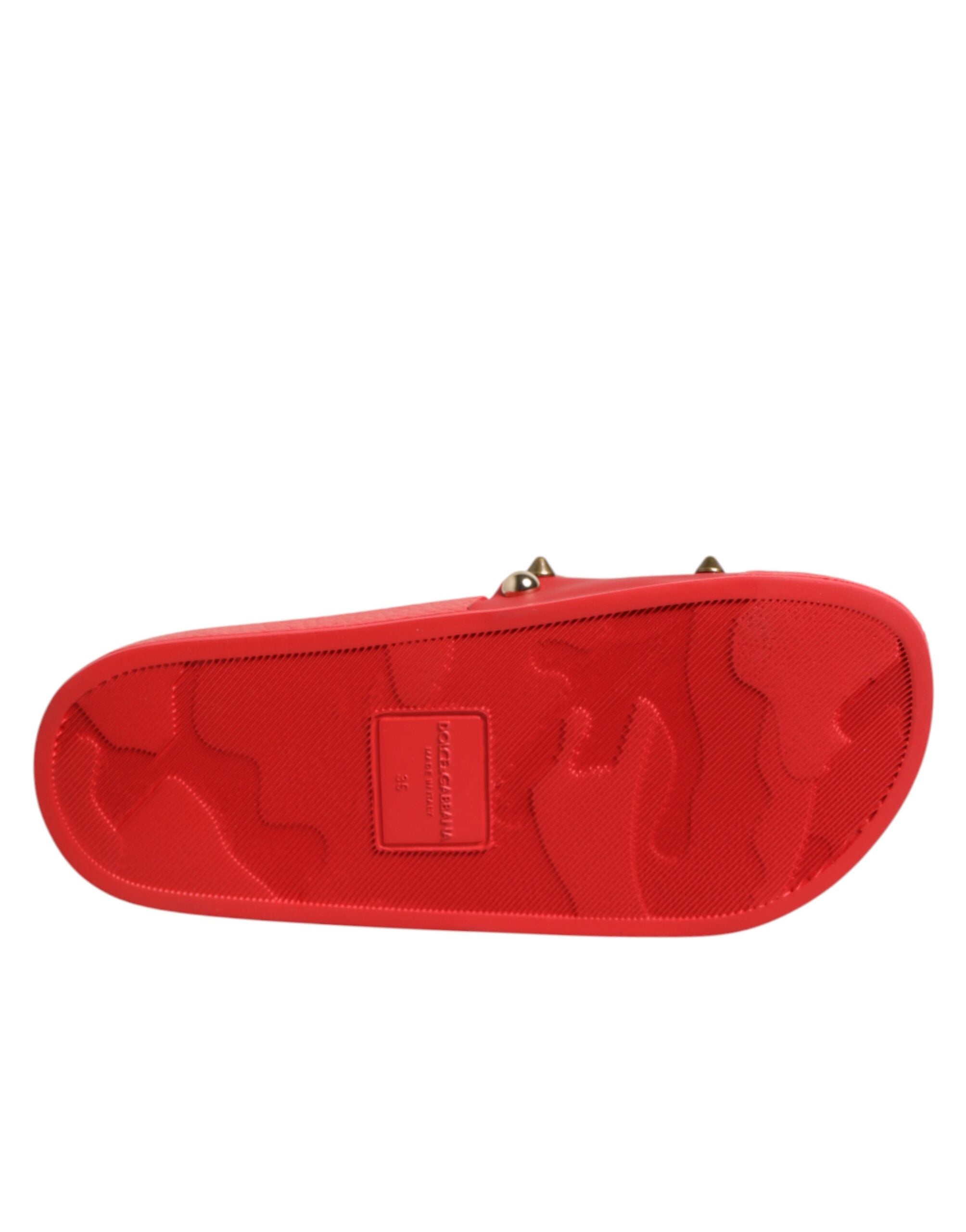 Dolce & Gabbana Rote Sacred Heart Stud Slides Strandmode Schuhe