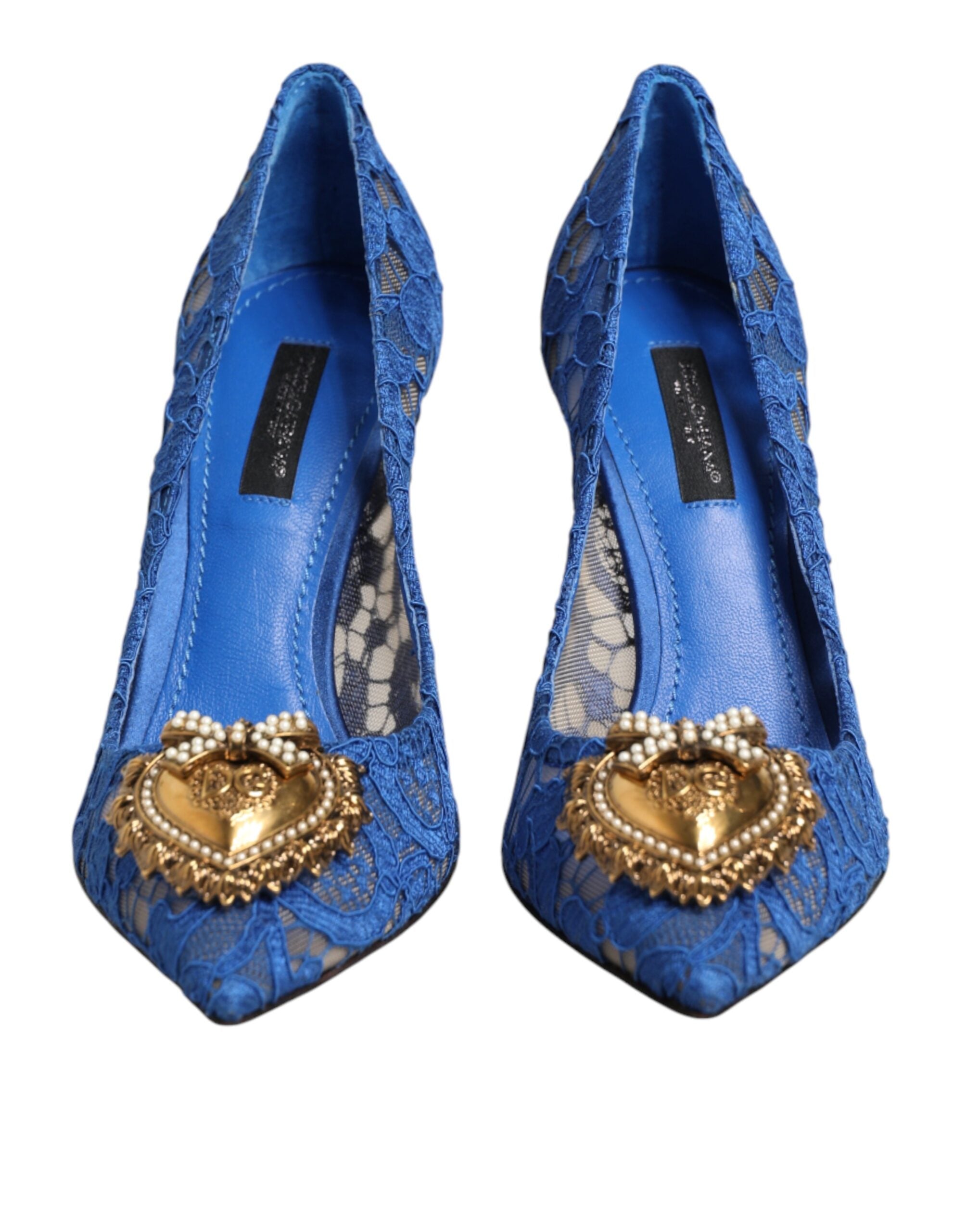 Dolce & Gabbana Blaue Taormina Spitze DEVOTION Pumps Schuhe