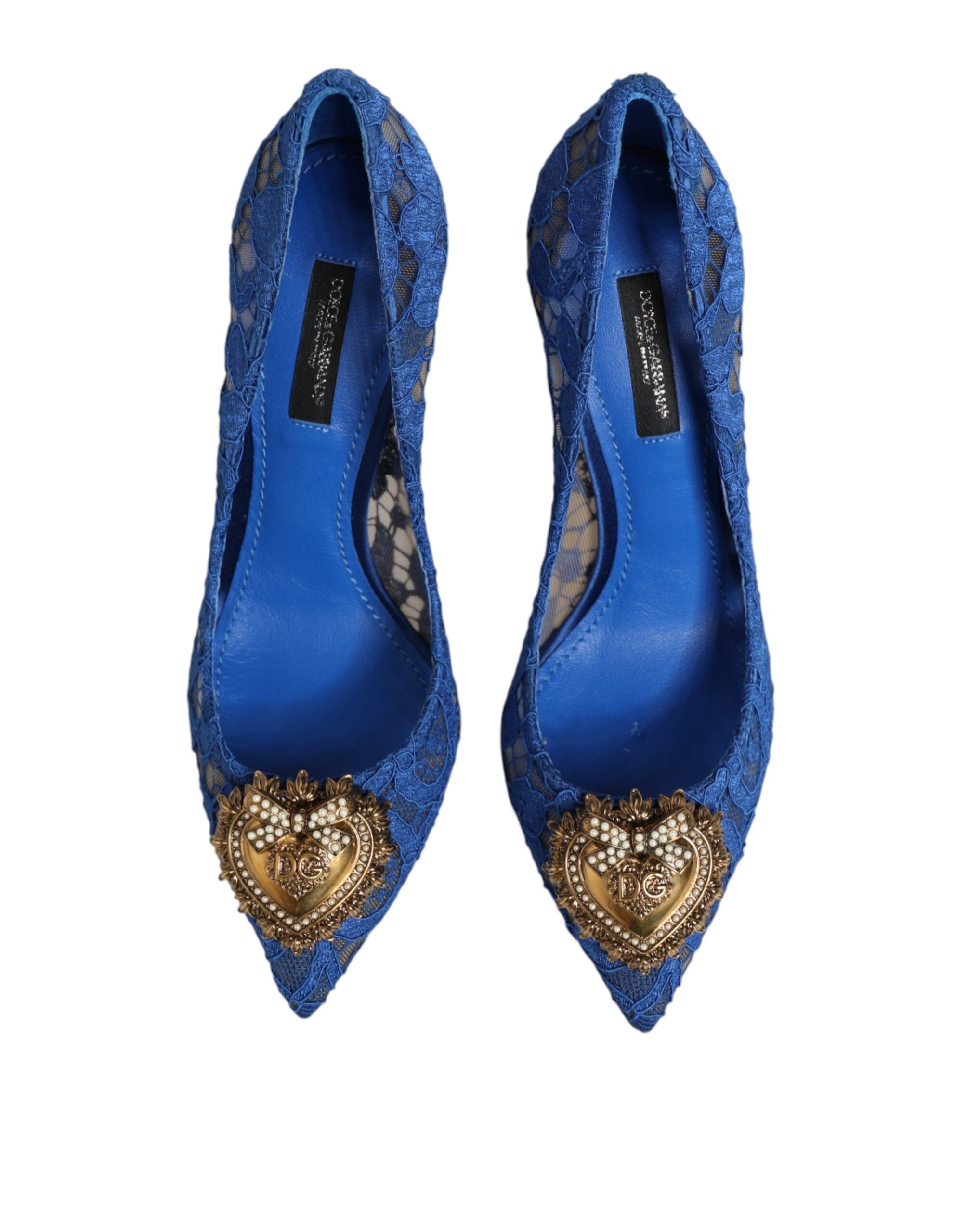 Dolce & Gabbana Blaue Taormina Spitze DEVOTION Pumps Schuhe