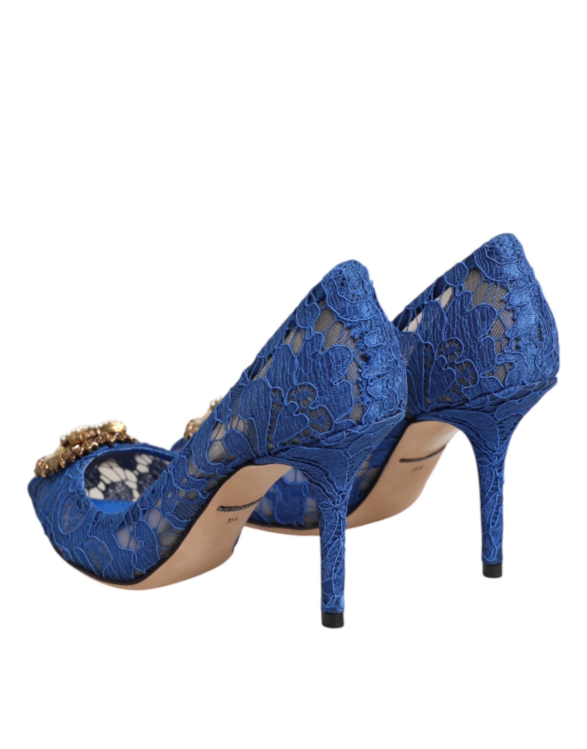 Dolce & Gabbana Blaue Taormina Spitze DEVOTION Pumps Schuhe