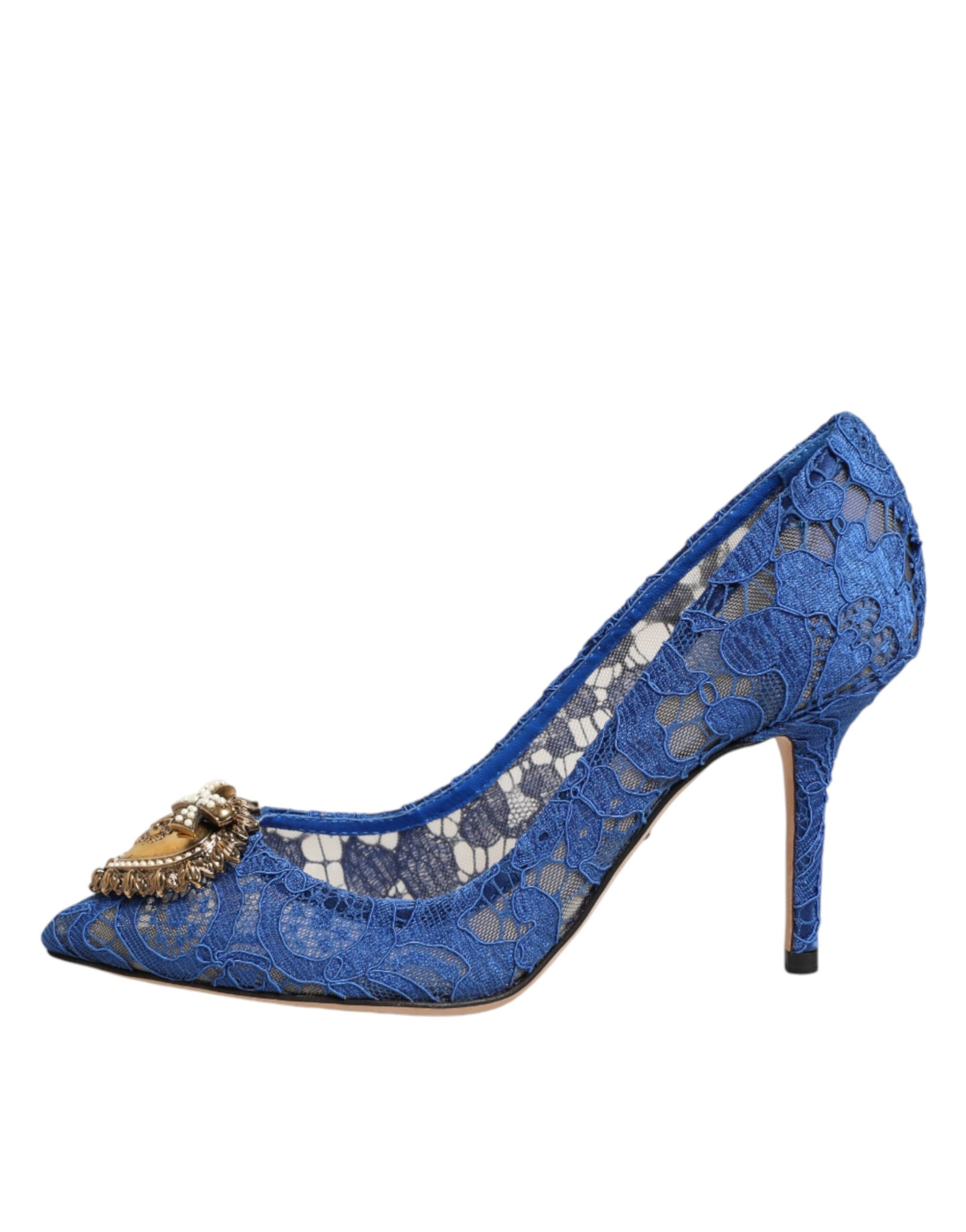 Dolce & Gabbana Blaue Taormina Spitze DEVOTION Pumps Schuhe