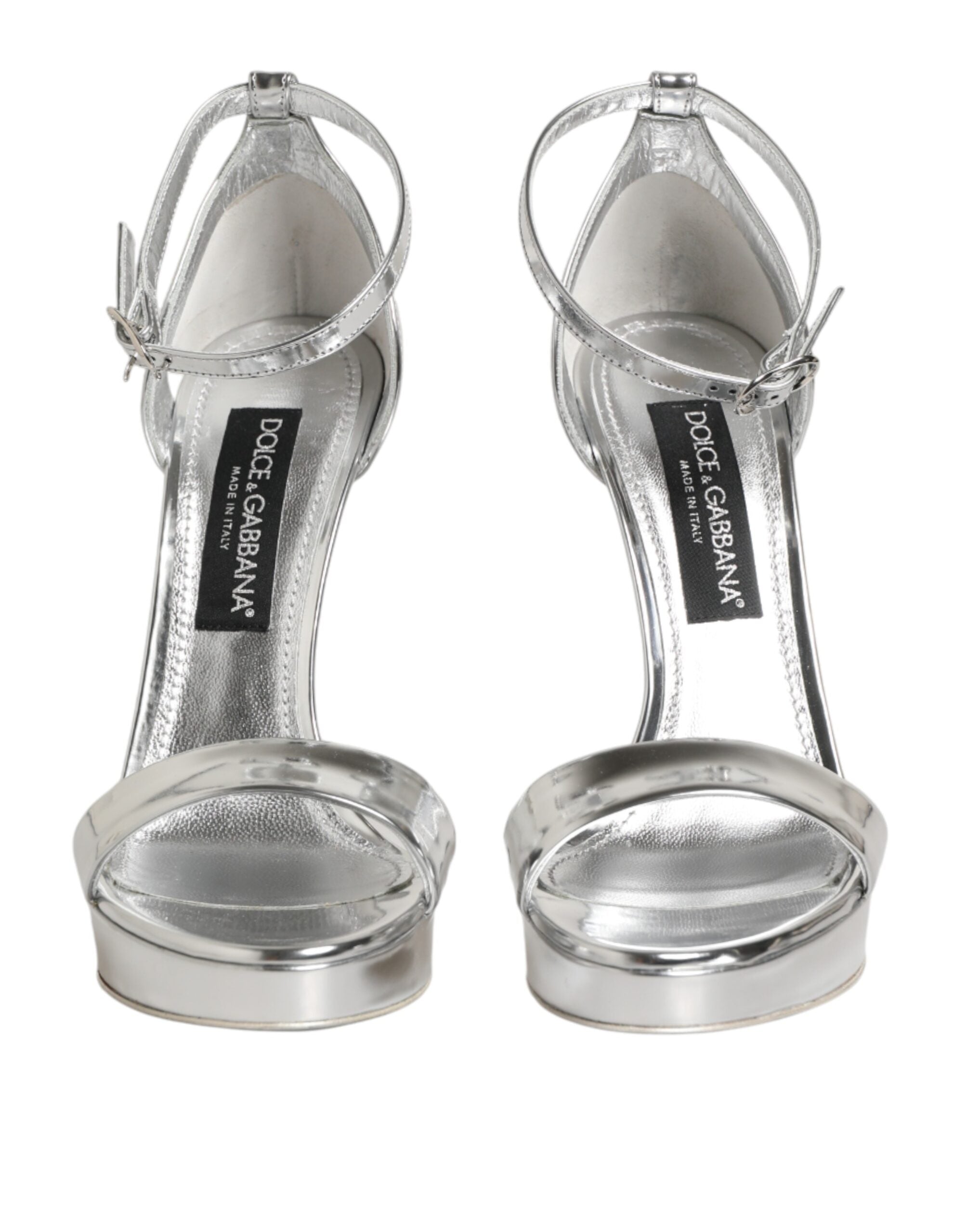 Dolce & Gabbana Plateau-Sandalen Keira aus silbernem Leder