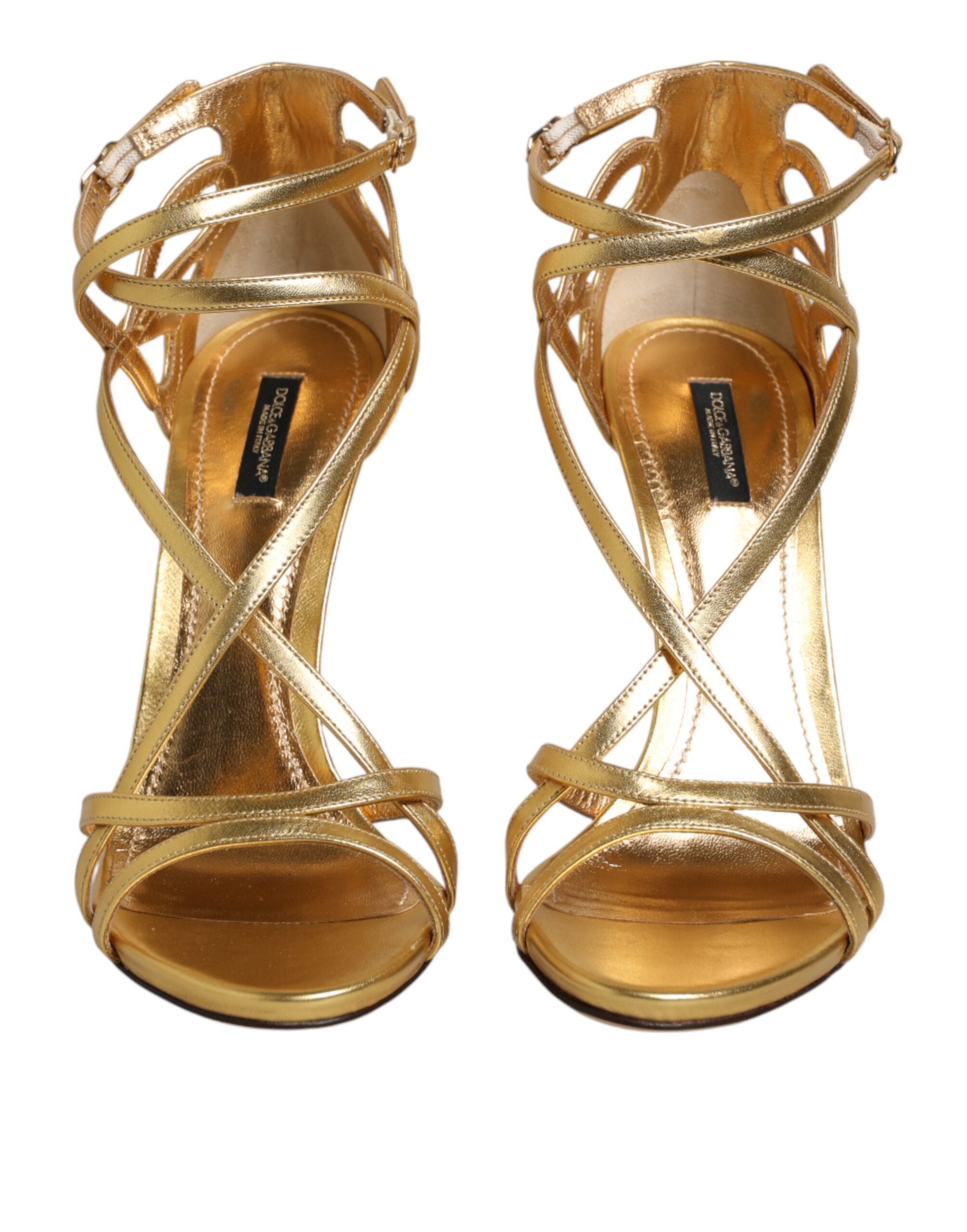 Dolce & Gabbana Goldene Leder Keira High-Heel-Sandalen