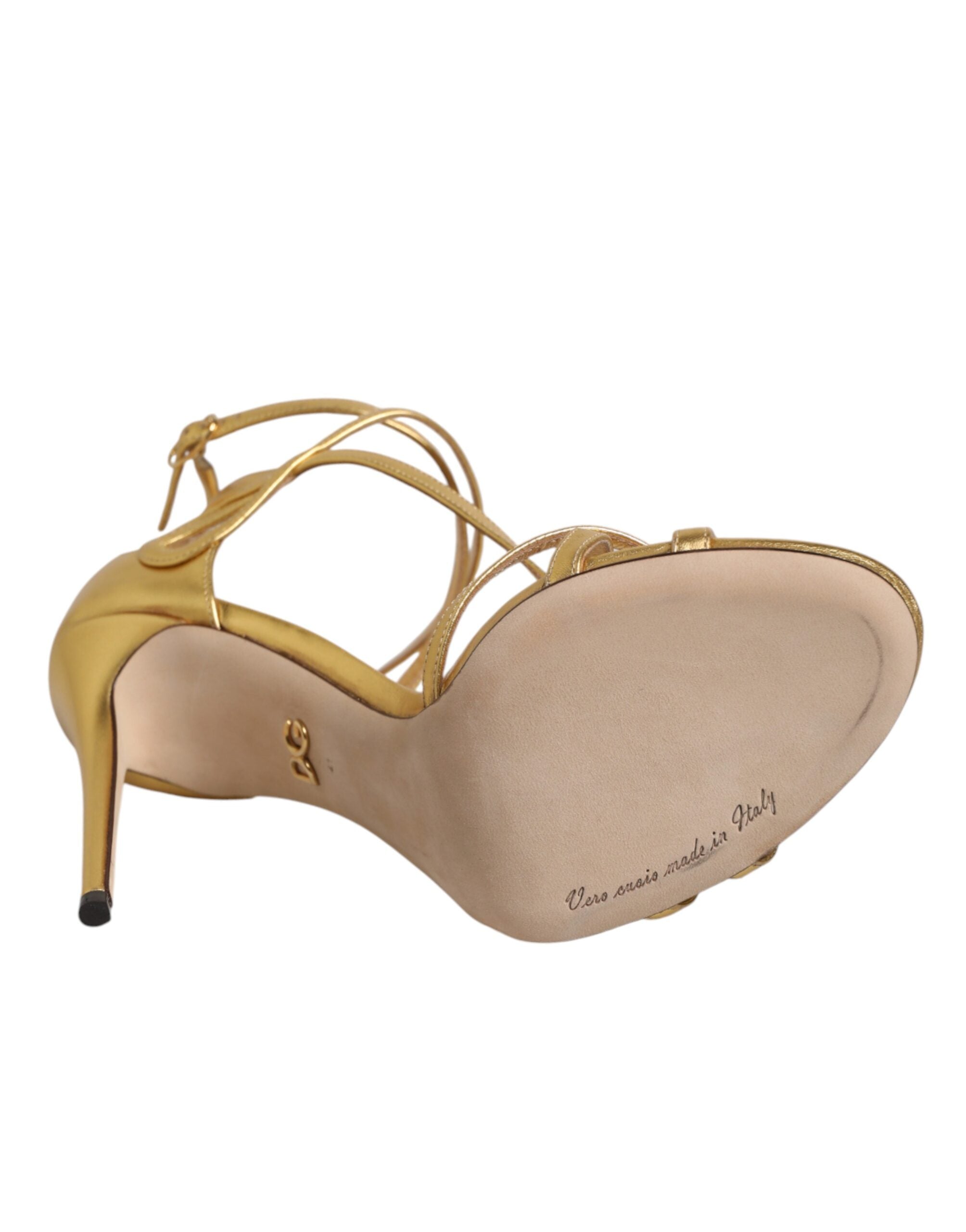 Dolce & Gabbana Goldene Leder Keira High-Heel-Sandalen