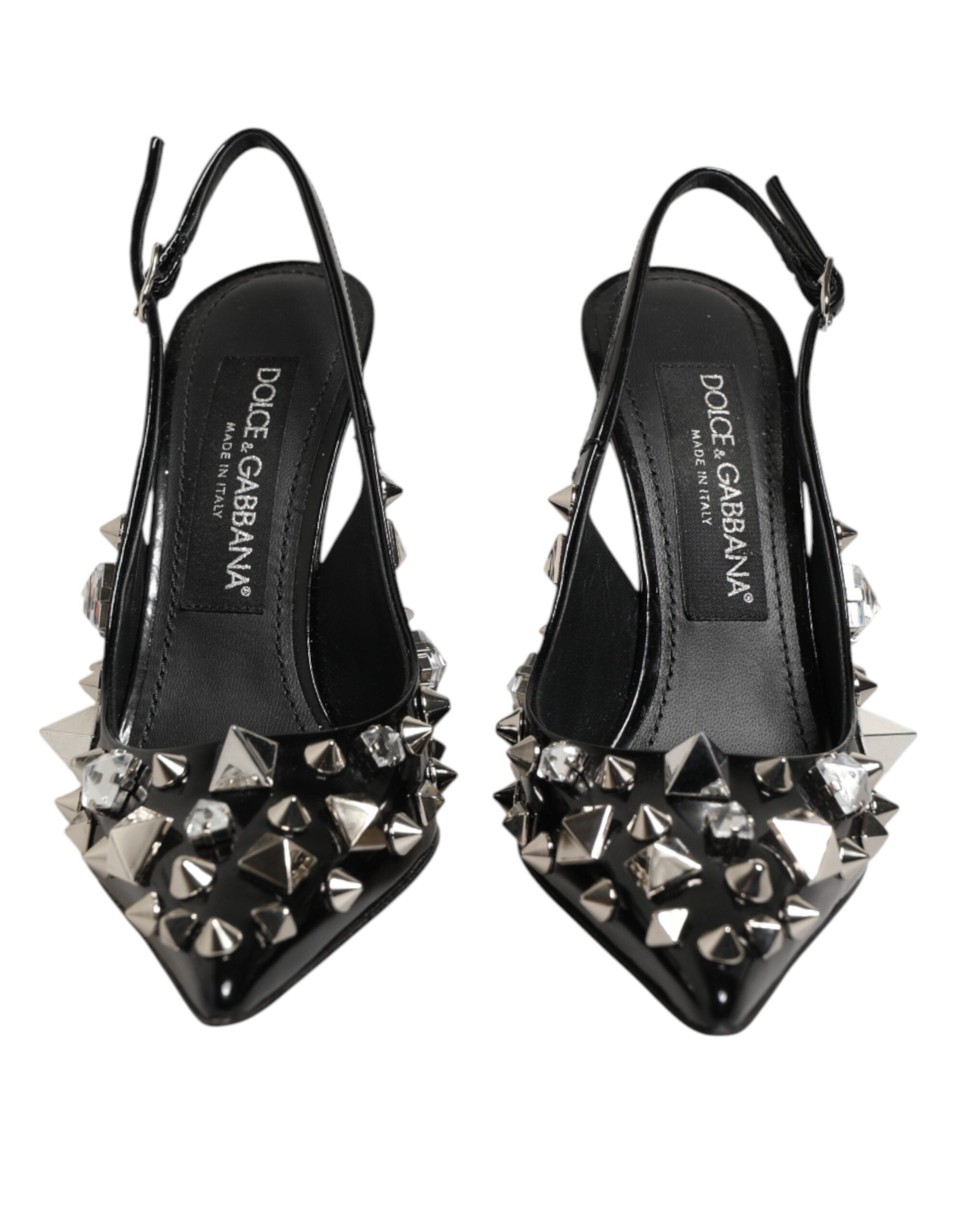 Dolce & Gabbana Schwarze Peeptoe-Heels Slingpumps mit Nieten